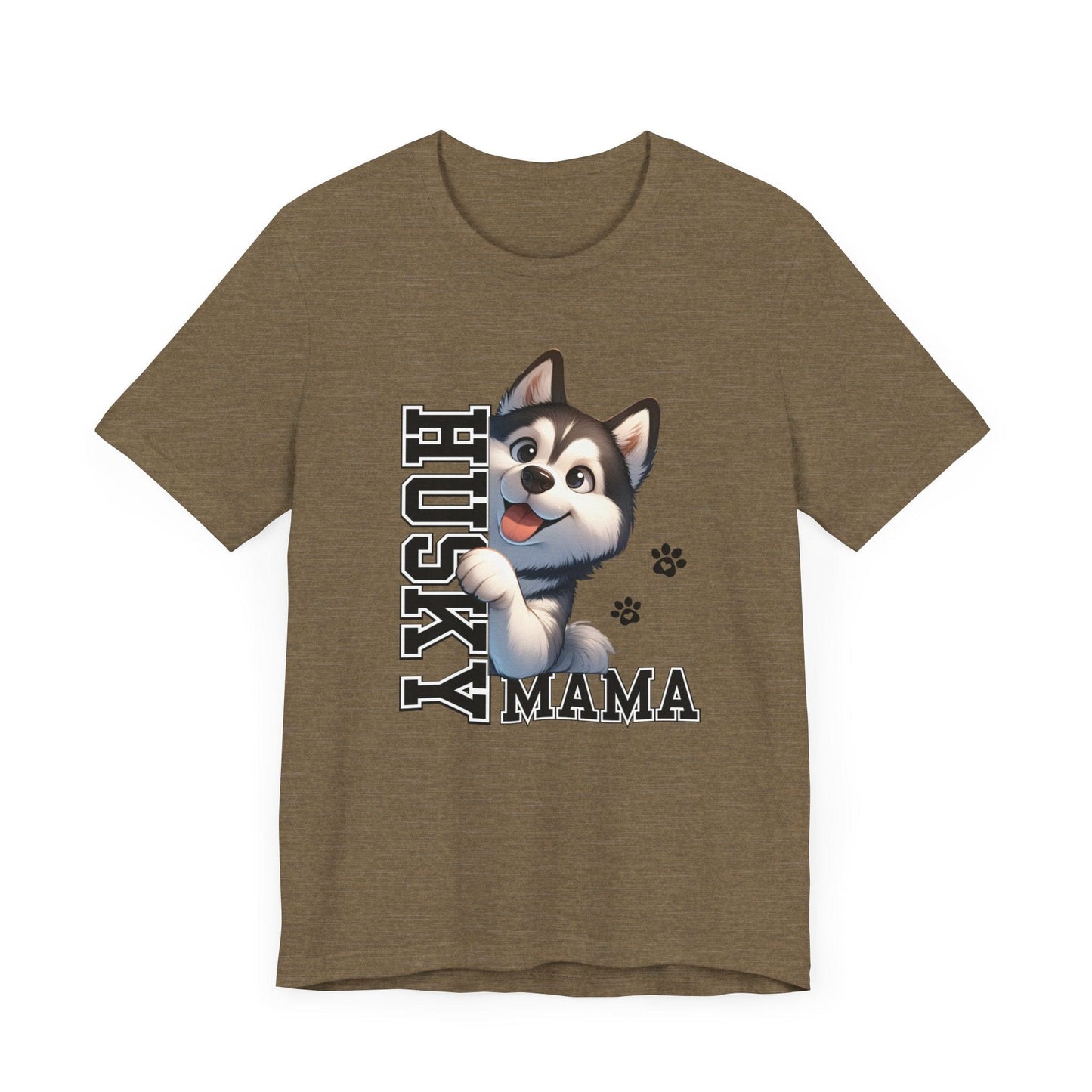 Siberian Husky Mama Jersey Tee T-Shirt Heather Olive / S
