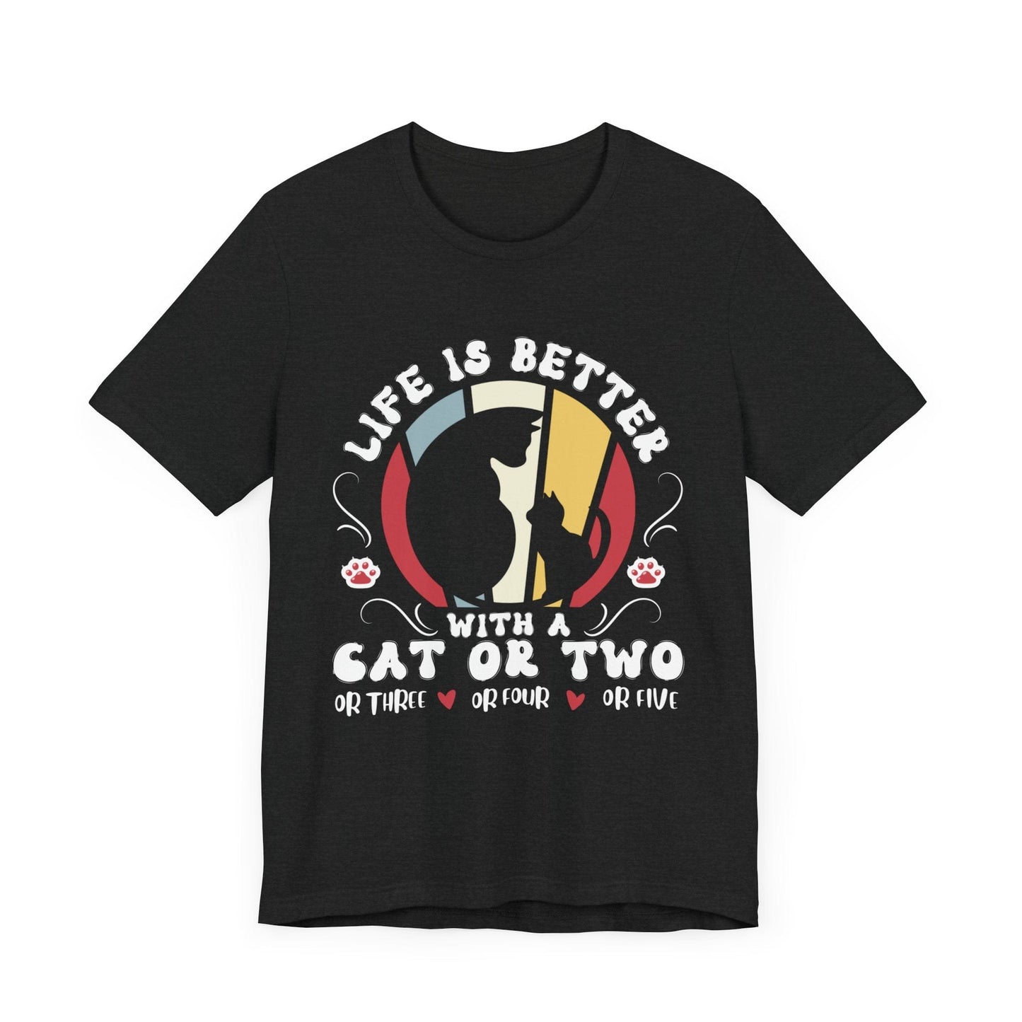 Life is Better with Many Cats Tee T-Shirt Solid Black Blend / S