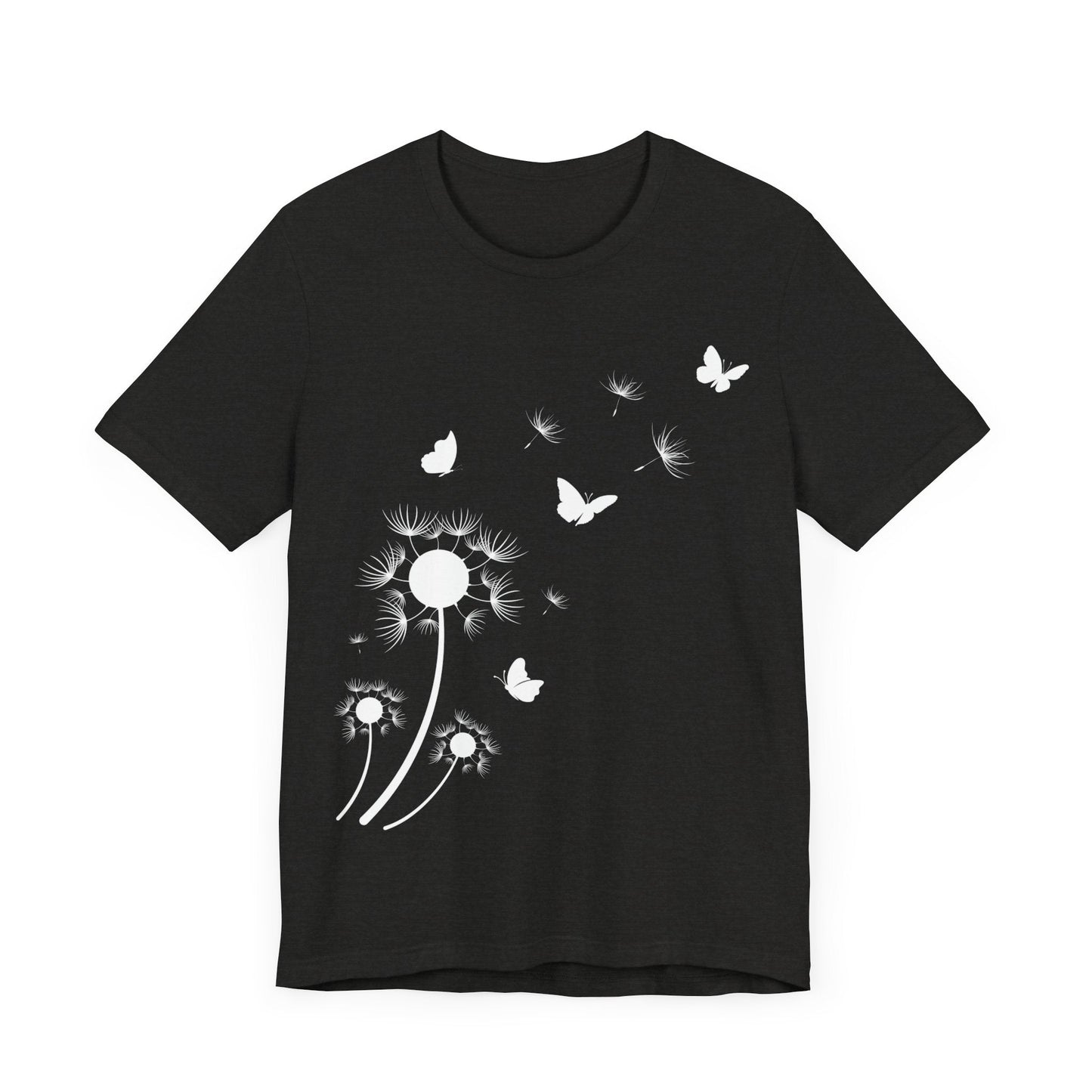Whimsical Blowing Dandelion Jersey Short Sleeve Tee T-Shirt Black Heather / S