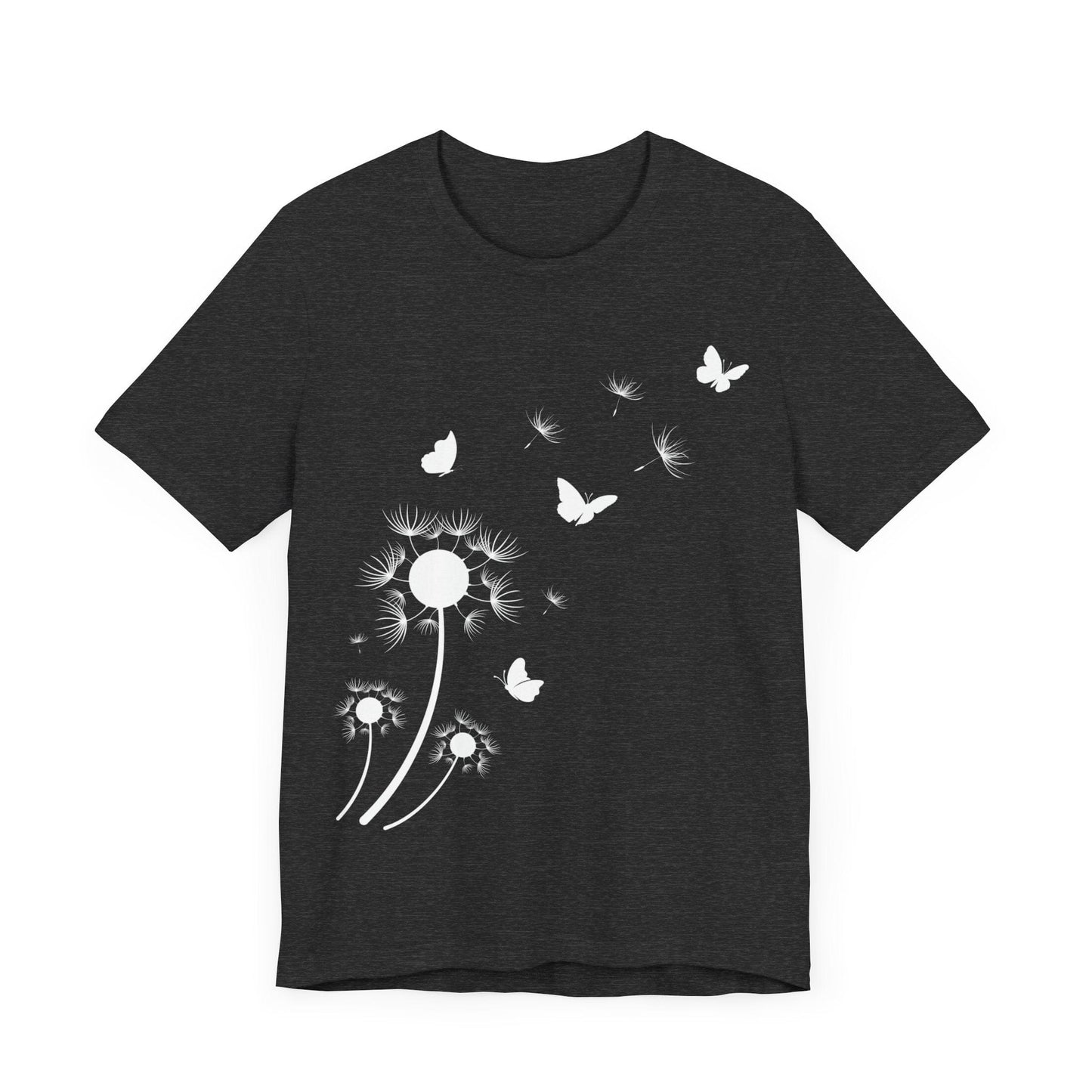 Whimsical Blowing Dandelion Jersey Short Sleeve Tee T-Shirt Dark Grey Heather / S