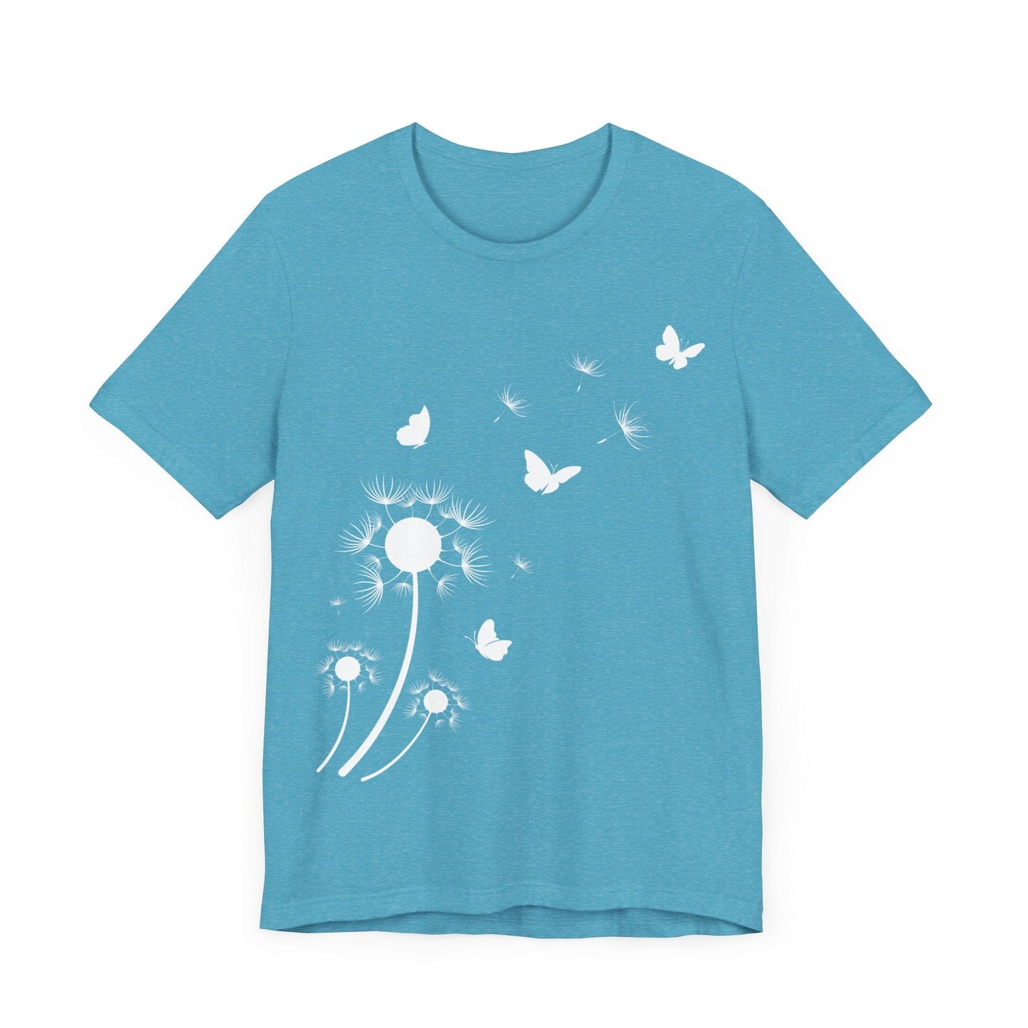 Whimsical Blowing Dandelion Jersey Short Sleeve Tee T-Shirt Heather Aqua / S