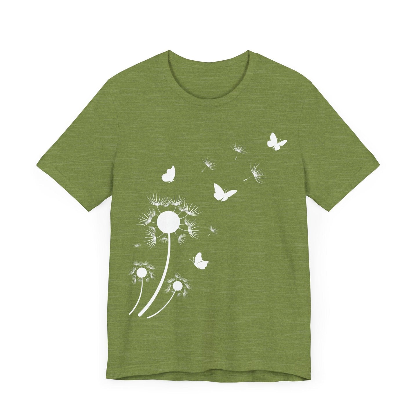 Whimsical Blowing Dandelion Jersey Short Sleeve Tee T-Shirt Heather Green / S