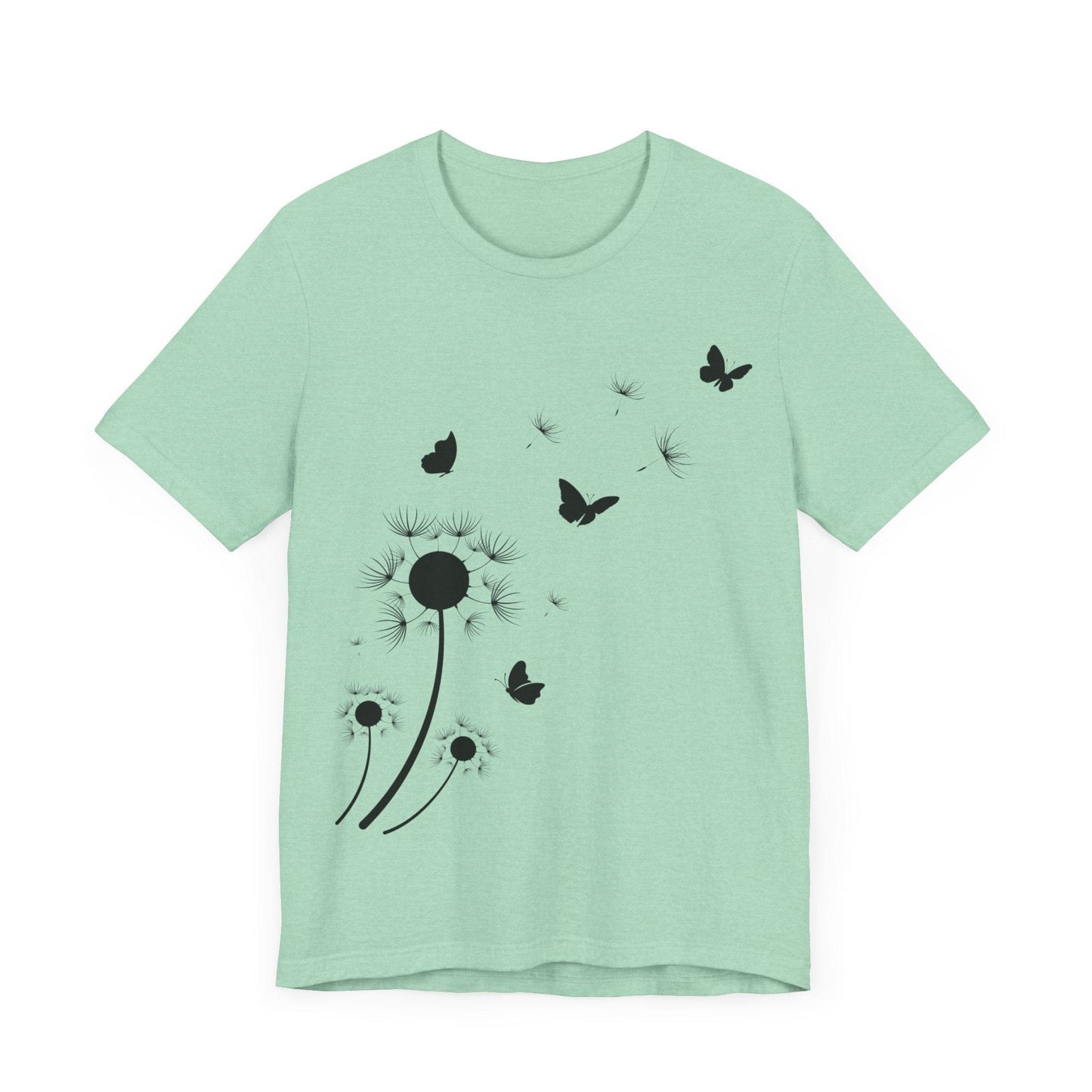 Whimsical Blowing Dandelion Jersey Short Sleeve Tee T-Shirt Heather Mint / S