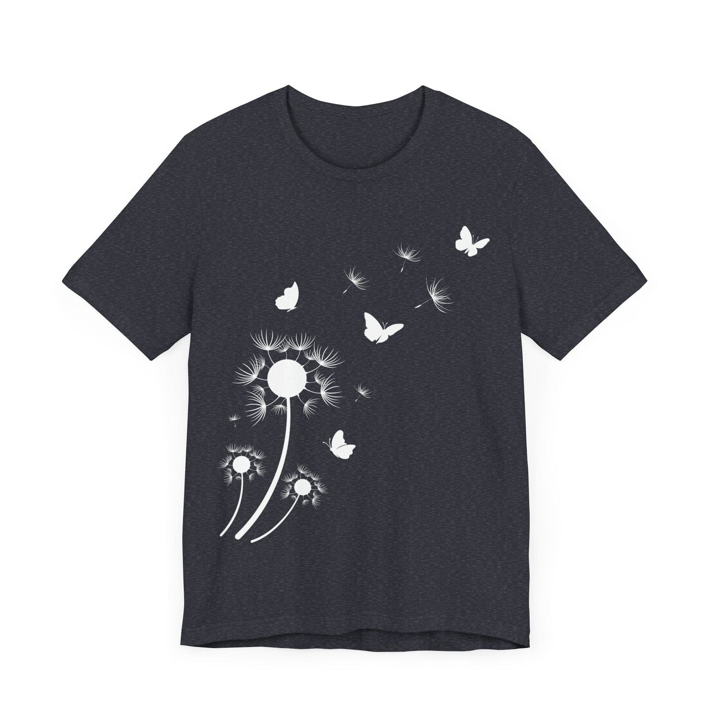 Whimsical Blowing Dandelion Jersey Short Sleeve Tee T-Shirt Heather Navy / S