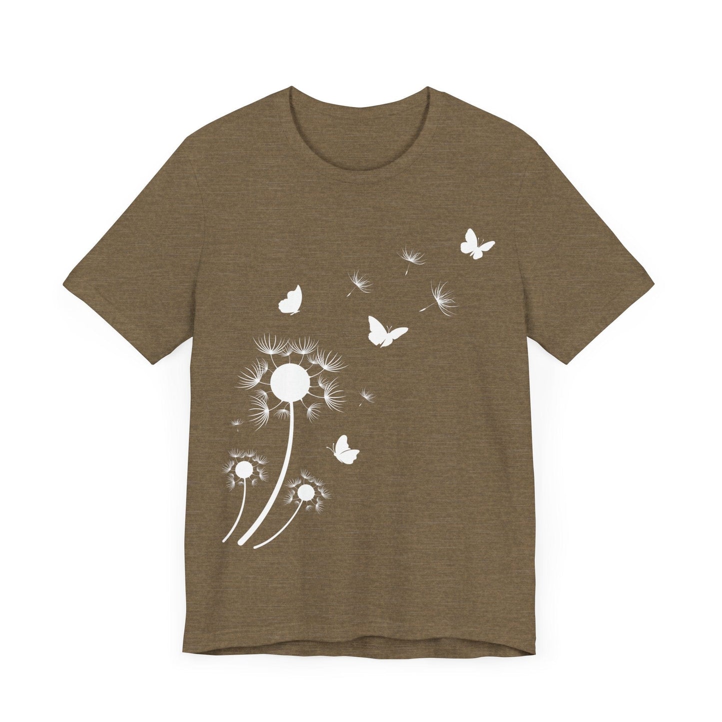 Whimsical Blowing Dandelion Jersey Short Sleeve Tee T-Shirt Heather Olive / S