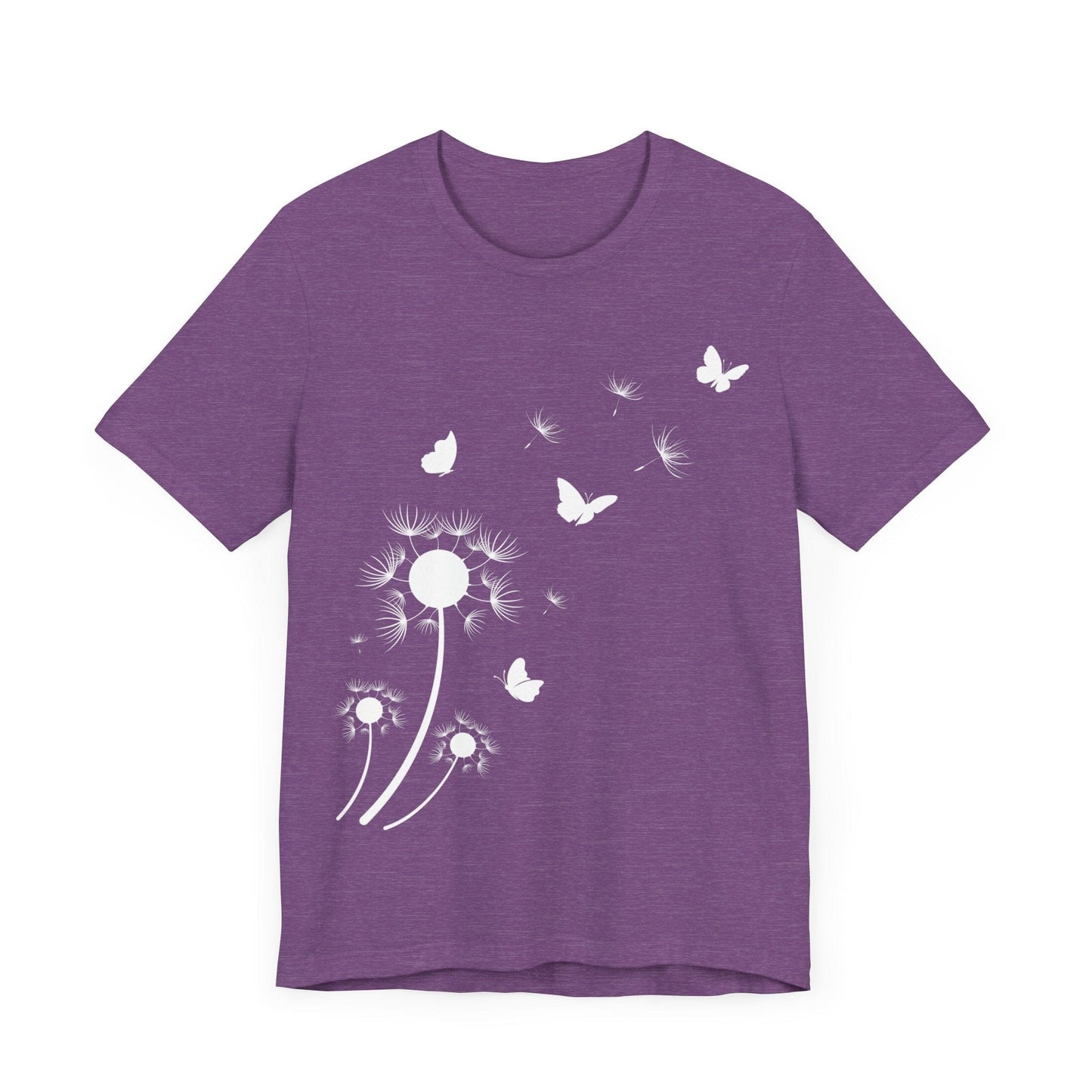 Whimsical Blowing Dandelion Jersey Short Sleeve Tee T-Shirt Heather Team Purple / S