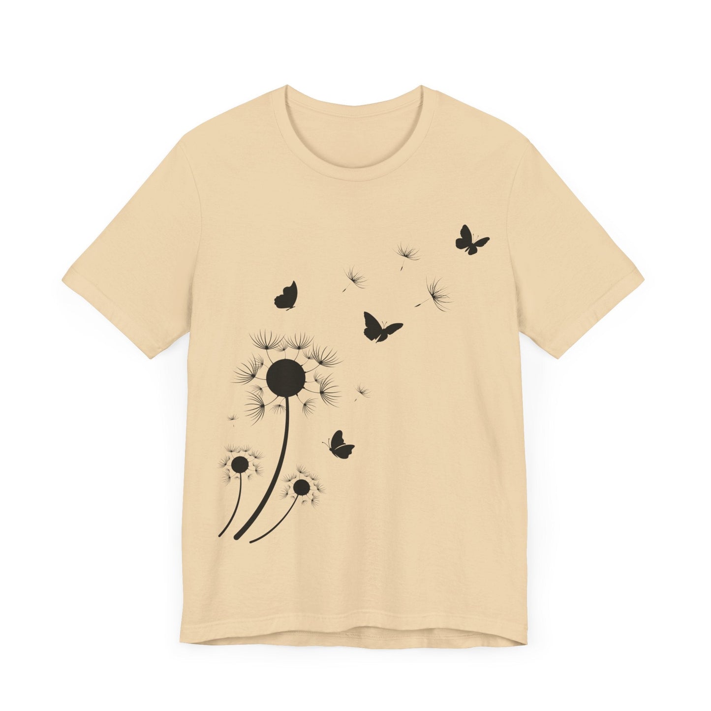 Whimsical Blowing Dandelion Jersey Short Sleeve Tee T-Shirt Soft Cream / S