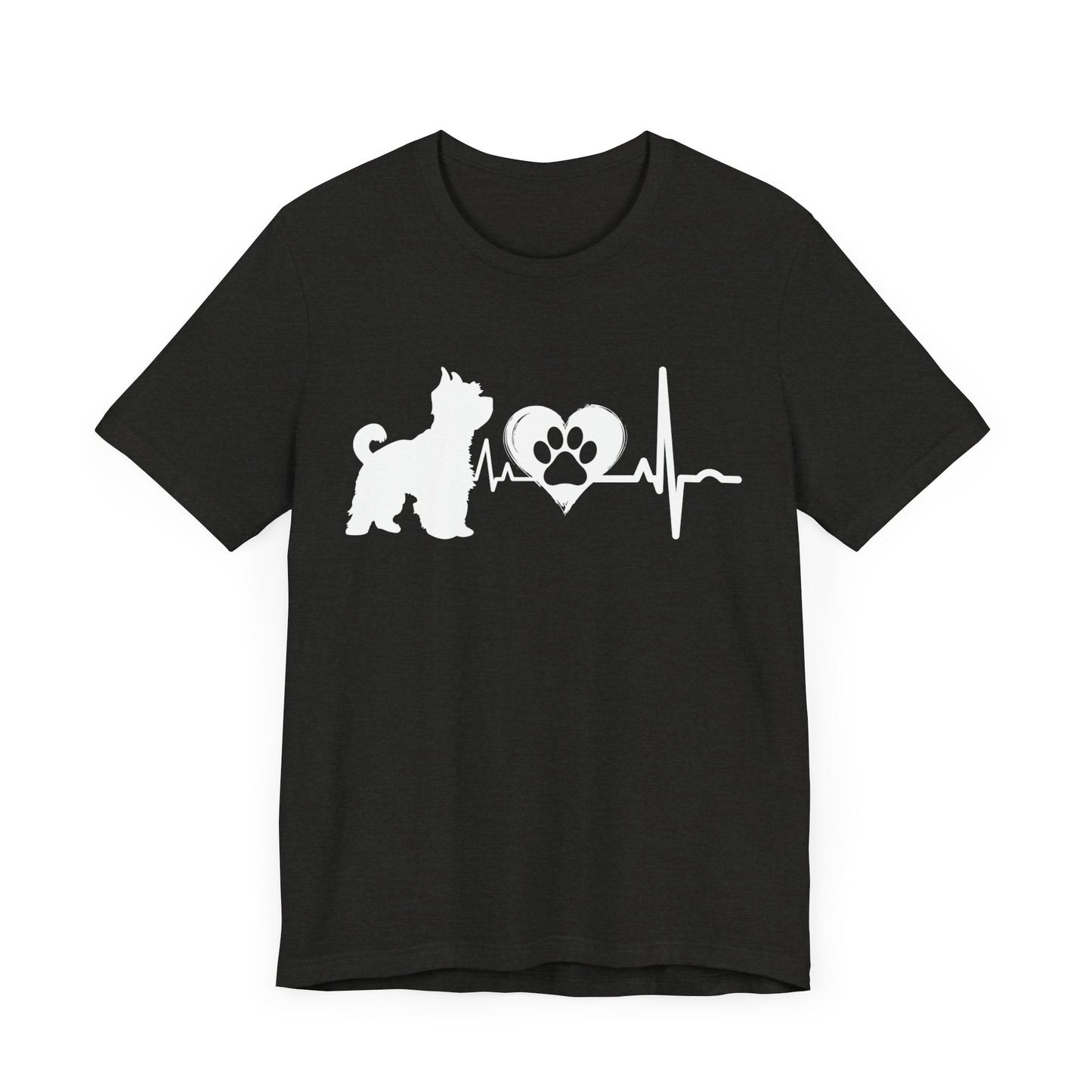 Yorkie Love Outline Graphic Tee T-Shirt Black Heather / S