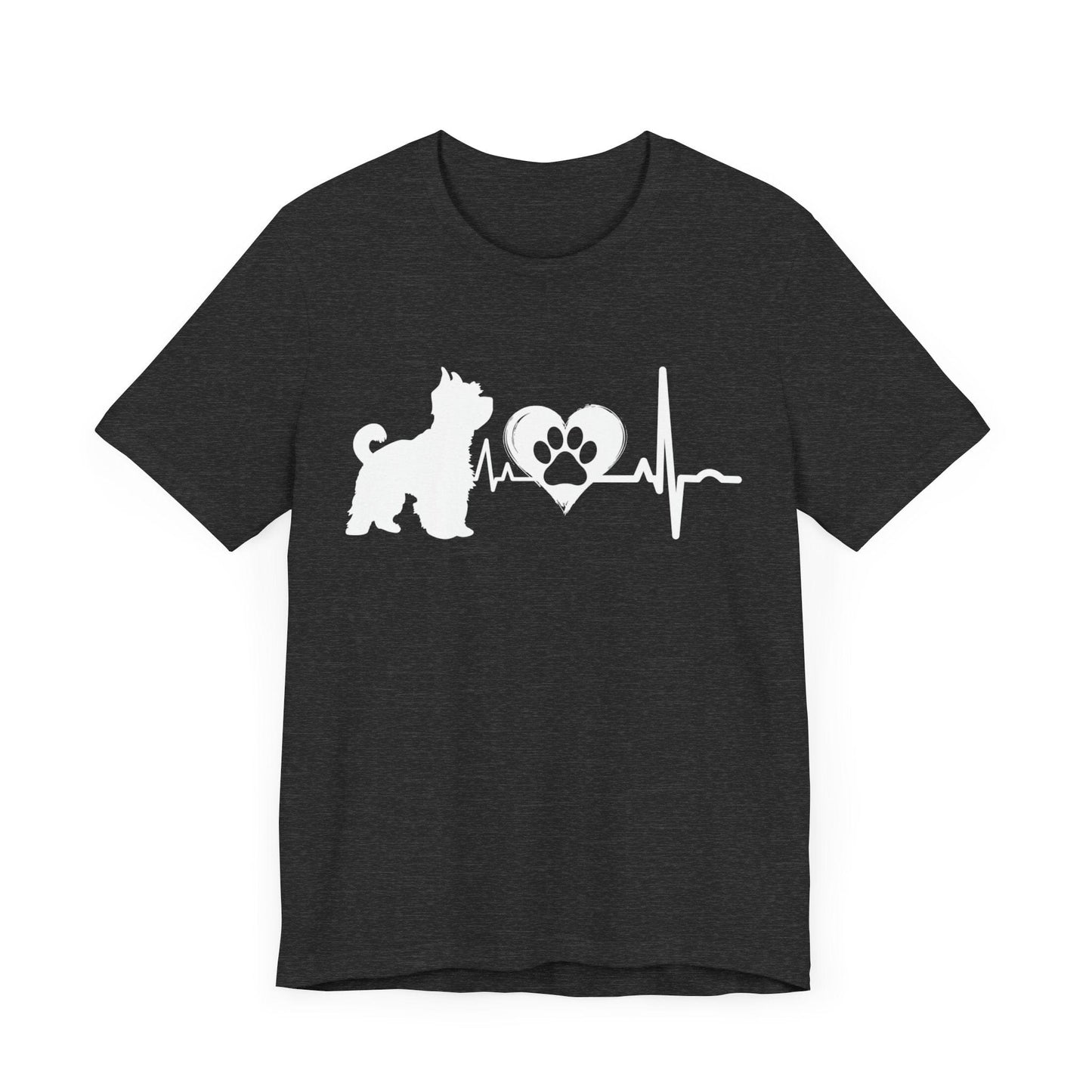 Yorkie Love Outline Graphic Tee T-Shirt Dark Grey Heather / S