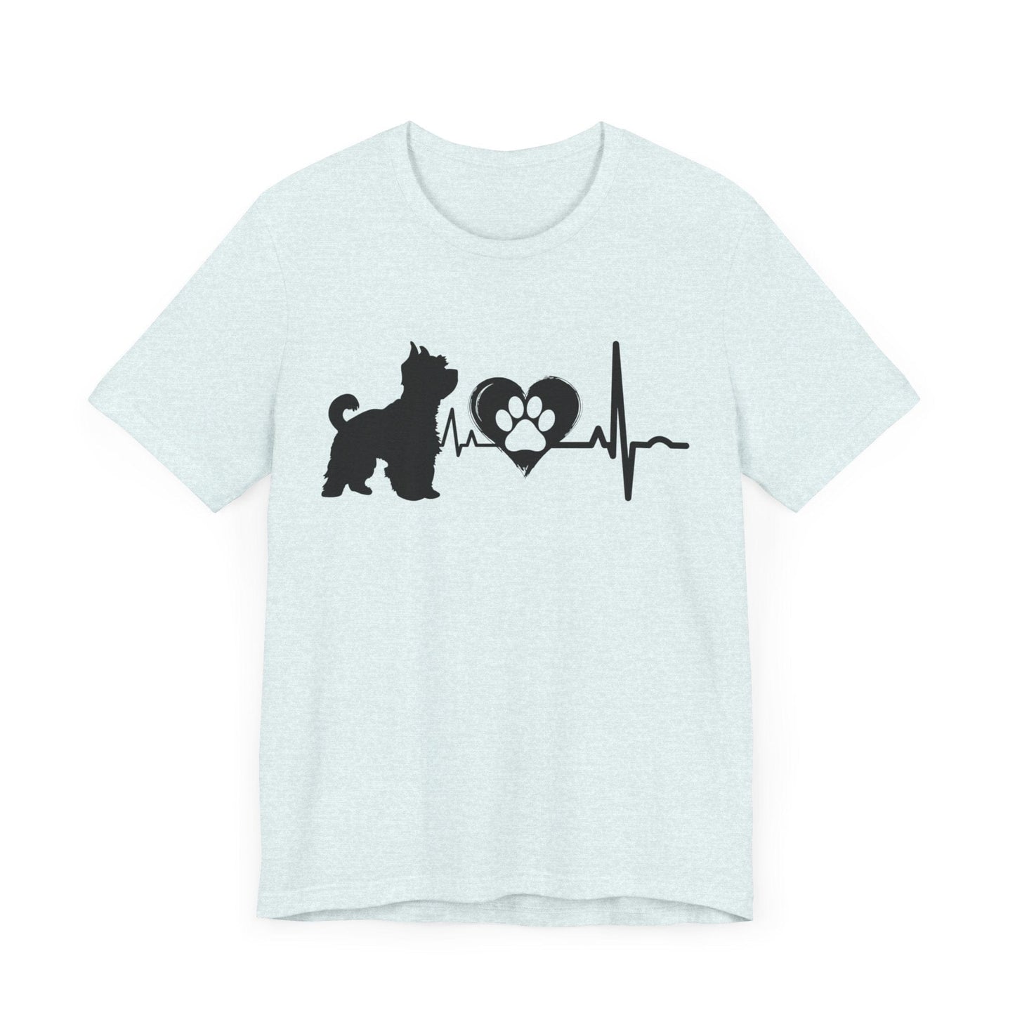 Yorkie Love Outline Graphic Tee T-Shirt Heather Ice Blue / S