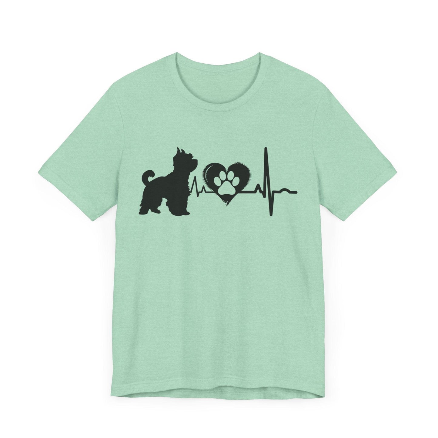 Yorkie Love Outline Graphic Tee T-Shirt Heather Mint / S