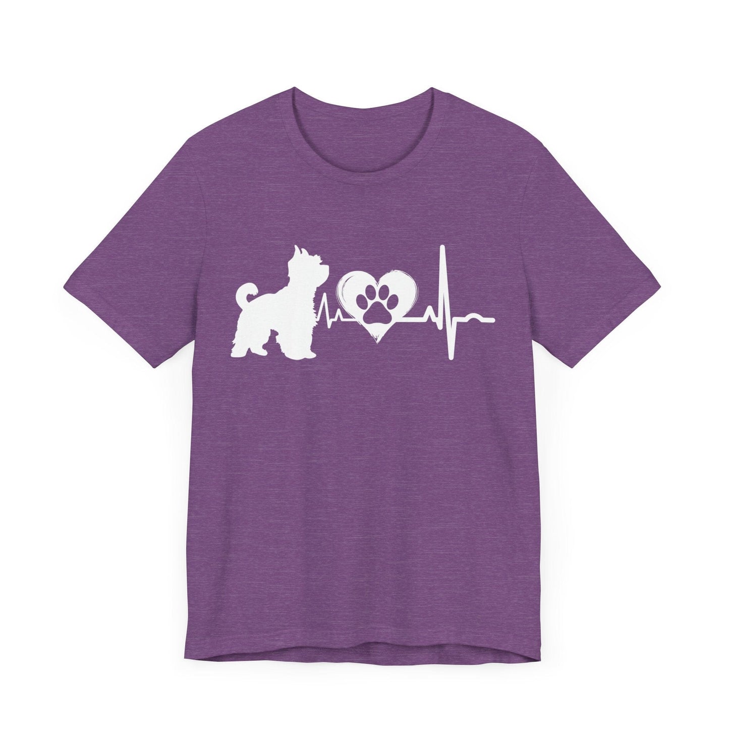 Yorkie Love Outline Graphic Tee T-Shirt Heather Team Purple / S