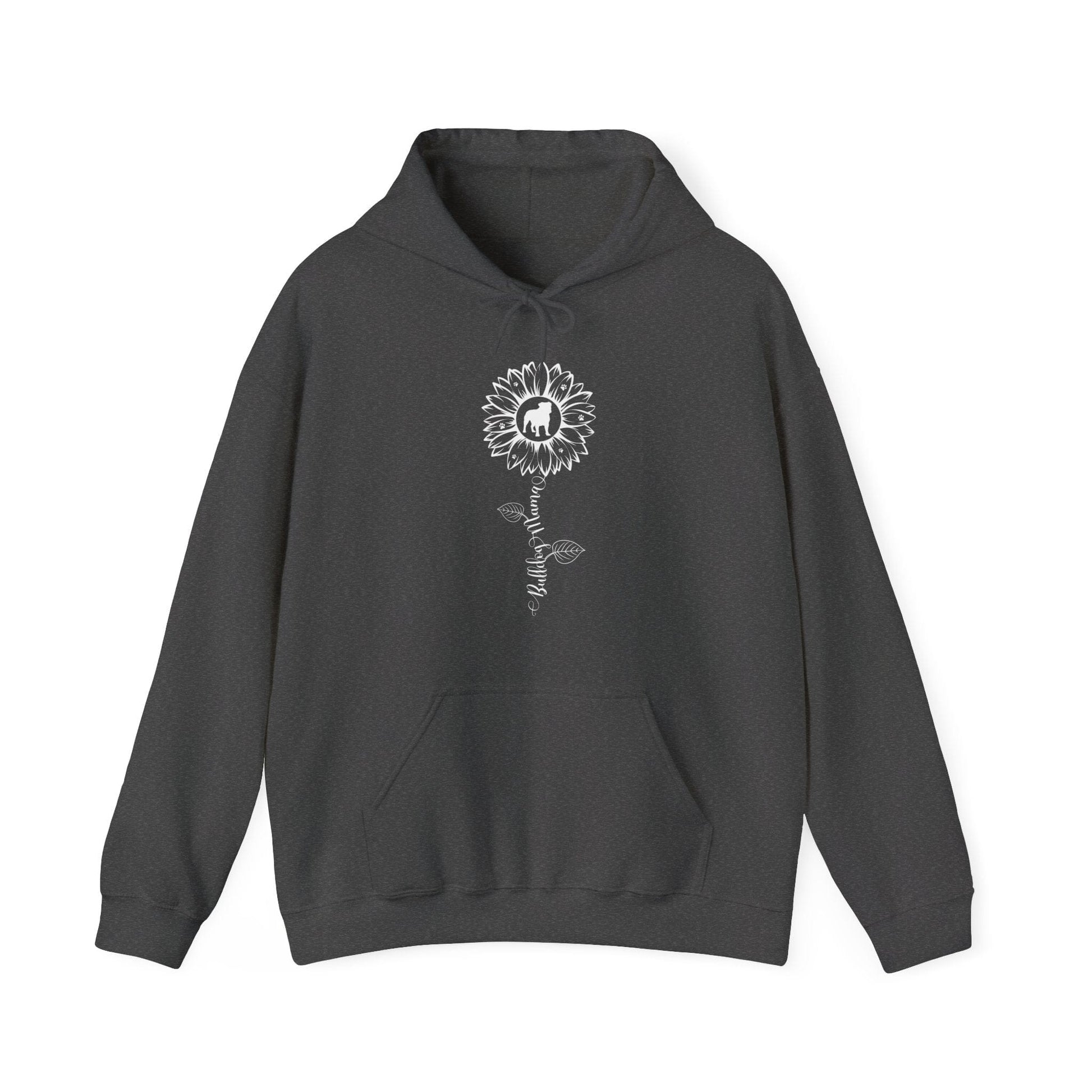 Bulldog Mama Sunflower Hoodie Hoodie Dark Heather / S