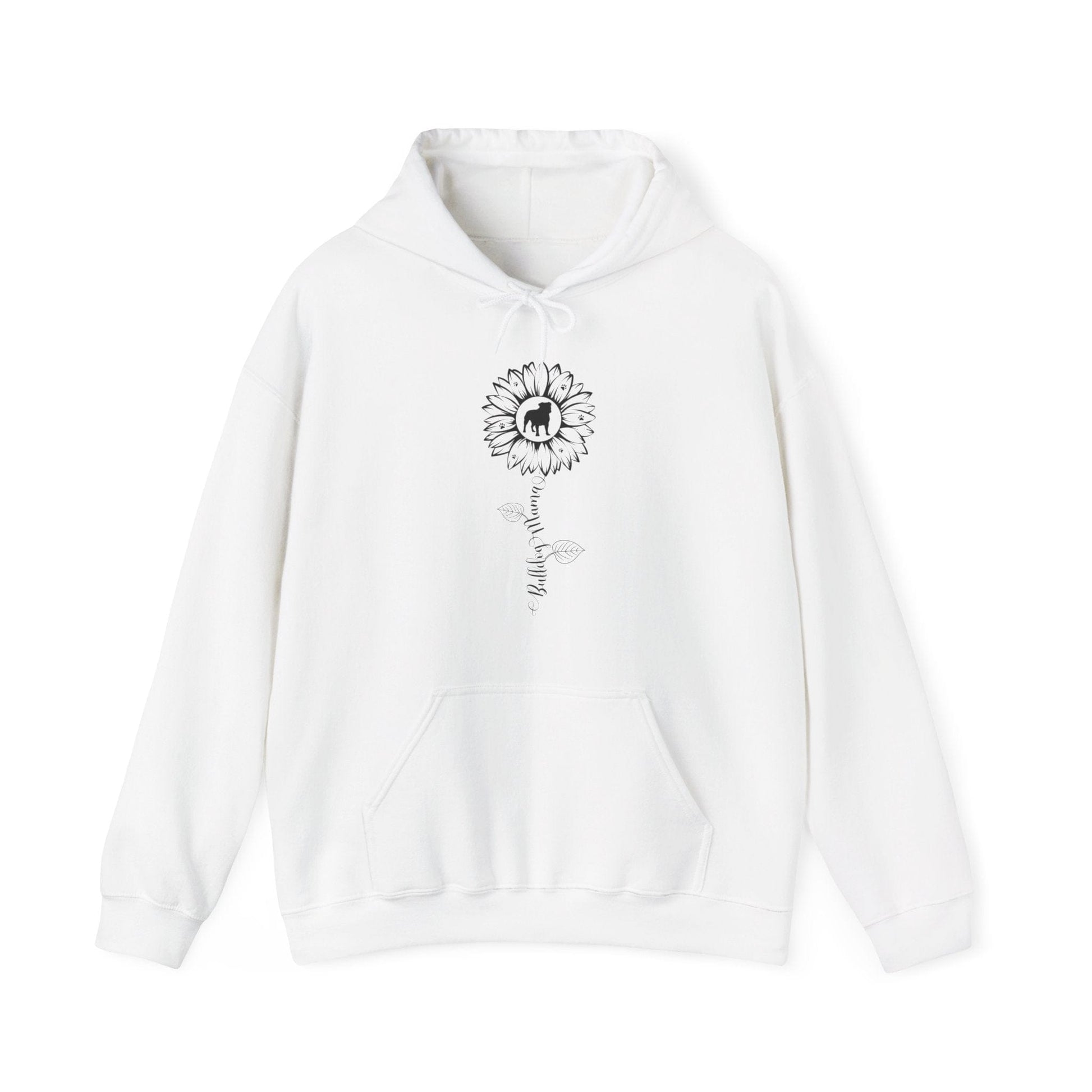 Bulldog Mama Sunflower Hoodie Hoodie White / S