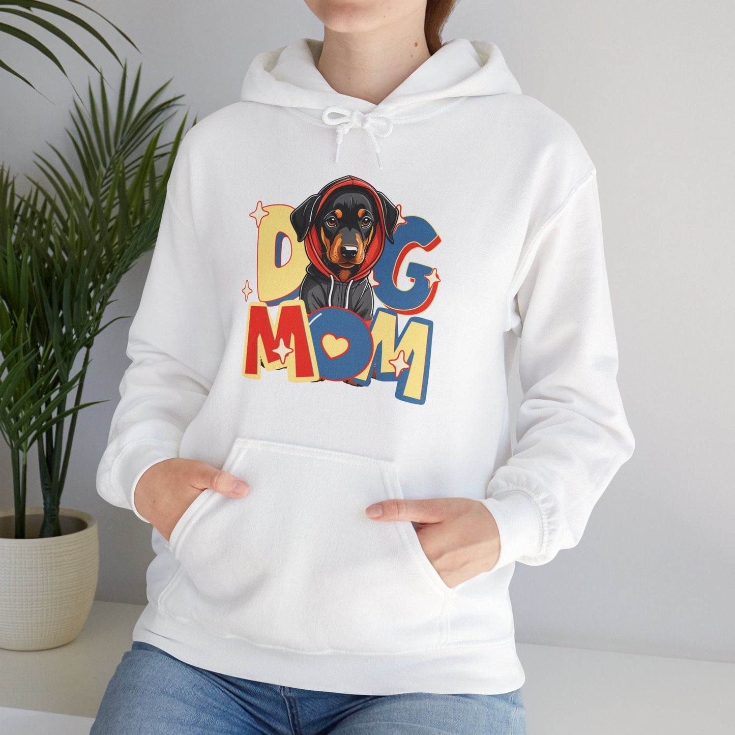 Cute Dobie in Hoodie Dog Mom Hooded Sweatshirt Hoodie