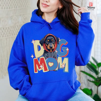 Cute Dobie in Hoodie Dog Mom Hooded Sweatshirt Hoodie