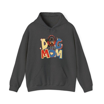 Cute Dobie in Hoodie Dog Mom Hooded Sweatshirt Hoodie Dark Heather / S