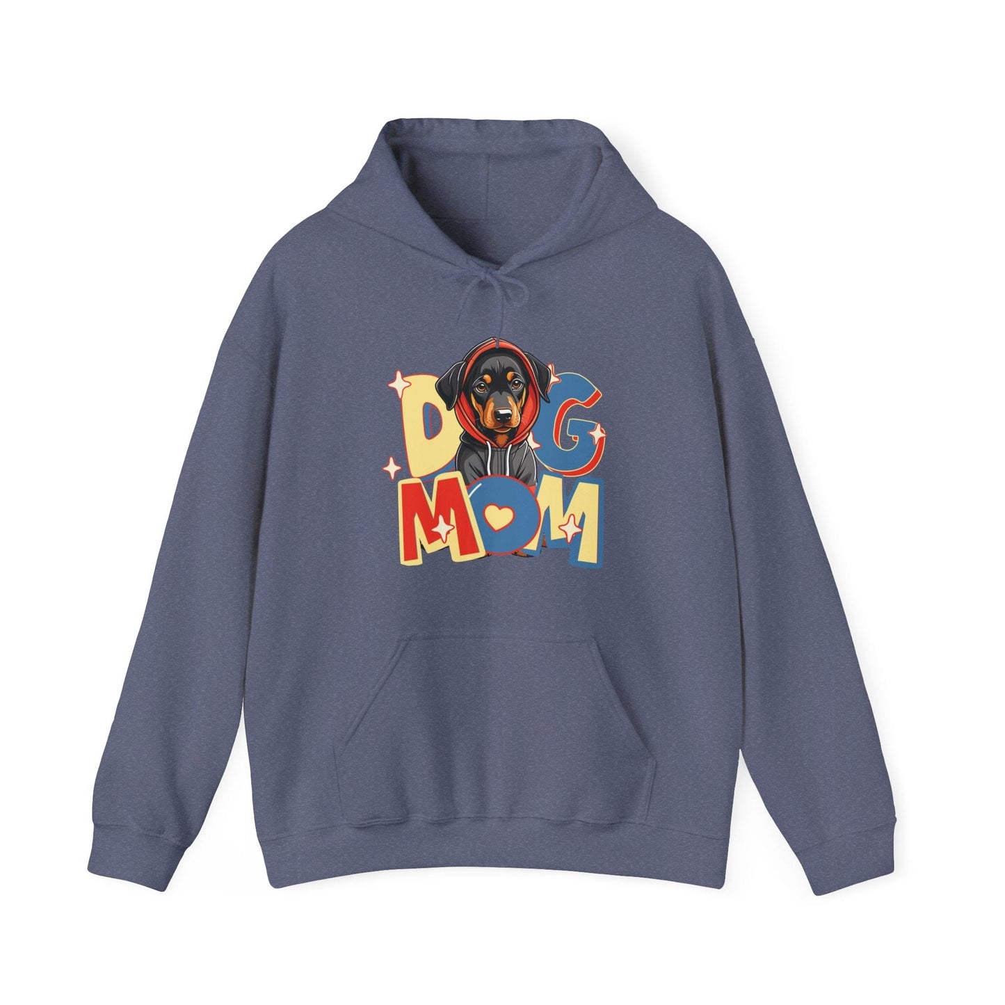 Cute Dobie in Hoodie Dog Mom Hooded Sweatshirt Hoodie Heather Navy / S