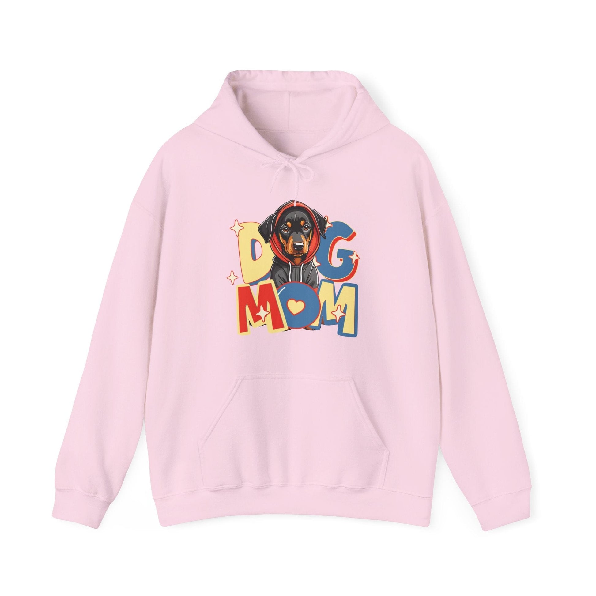 Cute Dobie in Hoodie Dog Mom Hooded Sweatshirt Hoodie Light Pink / S