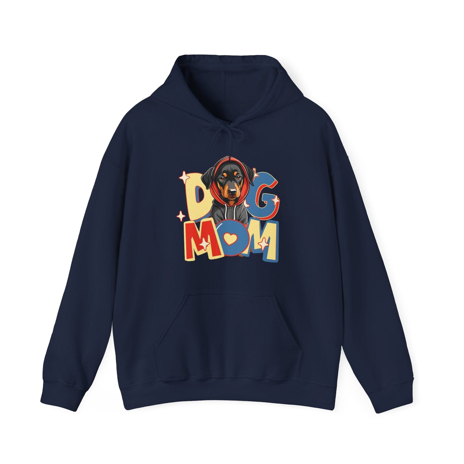 Cute Dobie in Hoodie Dog Mom Hooded Sweatshirt Hoodie Navy / S