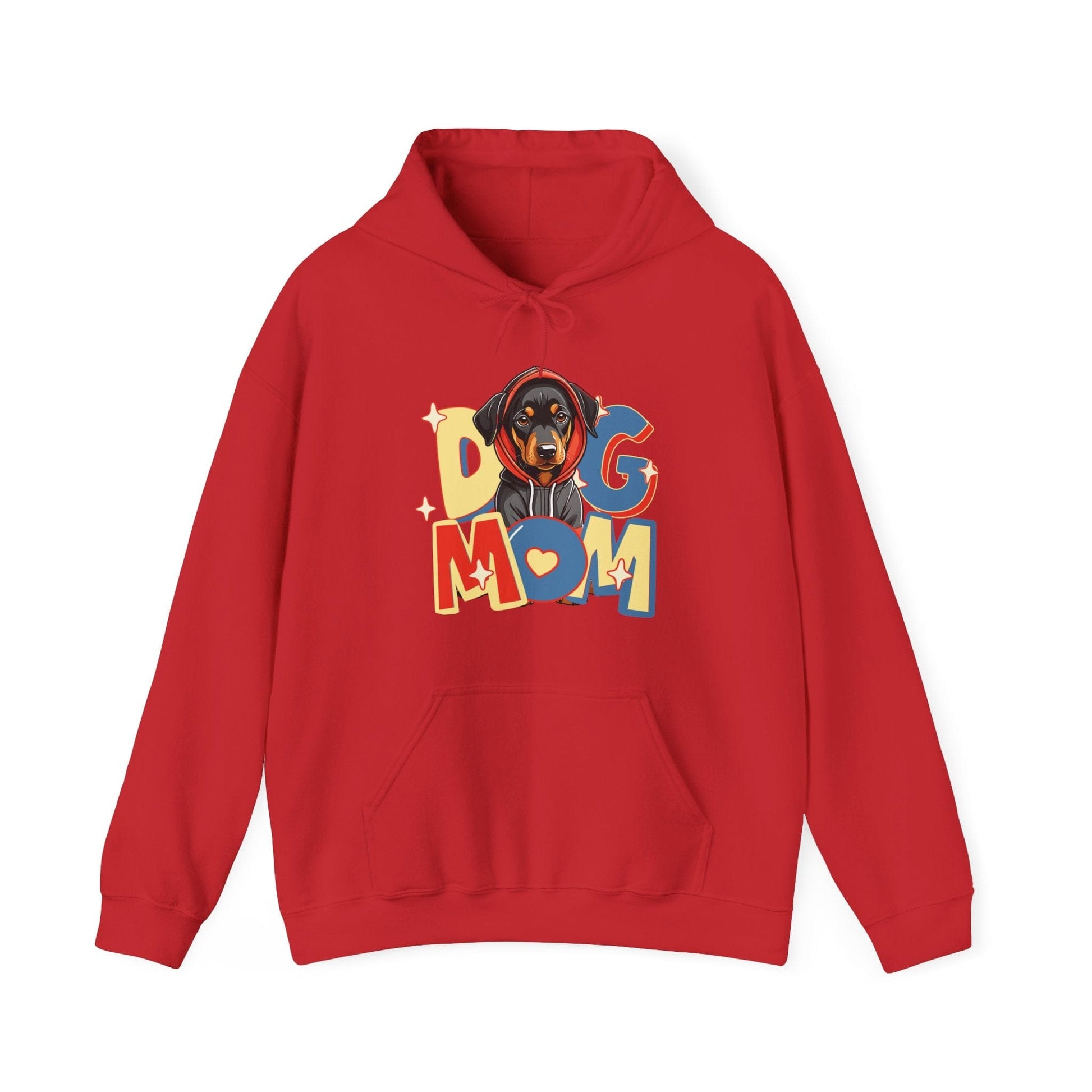 Cute Dobie in Hoodie Dog Mom Hooded Sweatshirt Hoodie Red / S