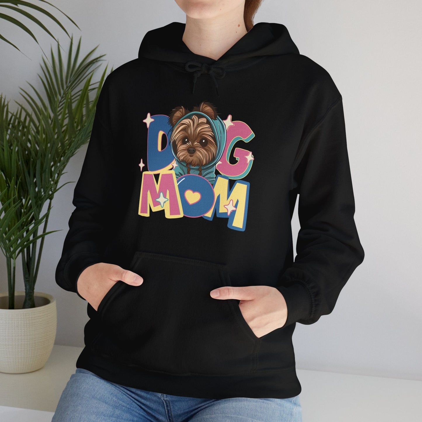 Cute Yorkie in Hoodie Dog Mom Hooded Sweatshirt Hoodie