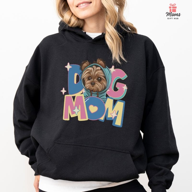 Cute Yorkie in Hoodie Dog Mom Hooded Sweatshirt Hoodie