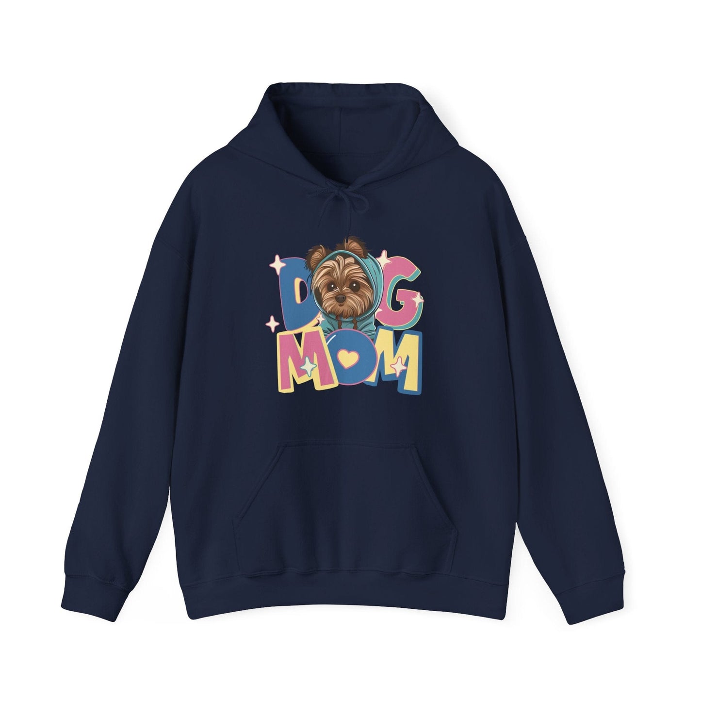 Cute Yorkie in Hoodie Dog Mom Hooded Sweatshirt Hoodie Navy / S