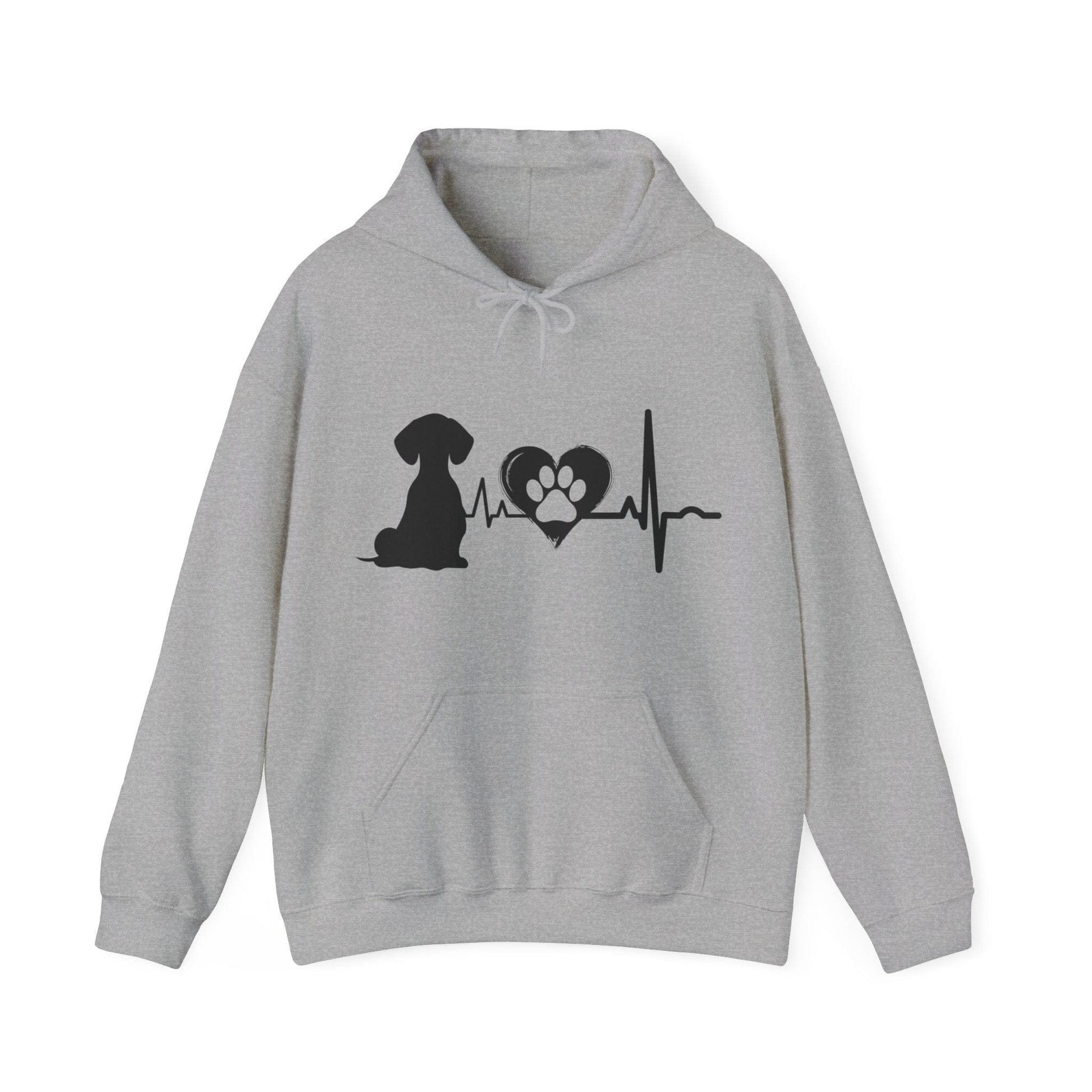 Dachshund Love Outline Graphic Hoodie Hoodie Sport Grey / S