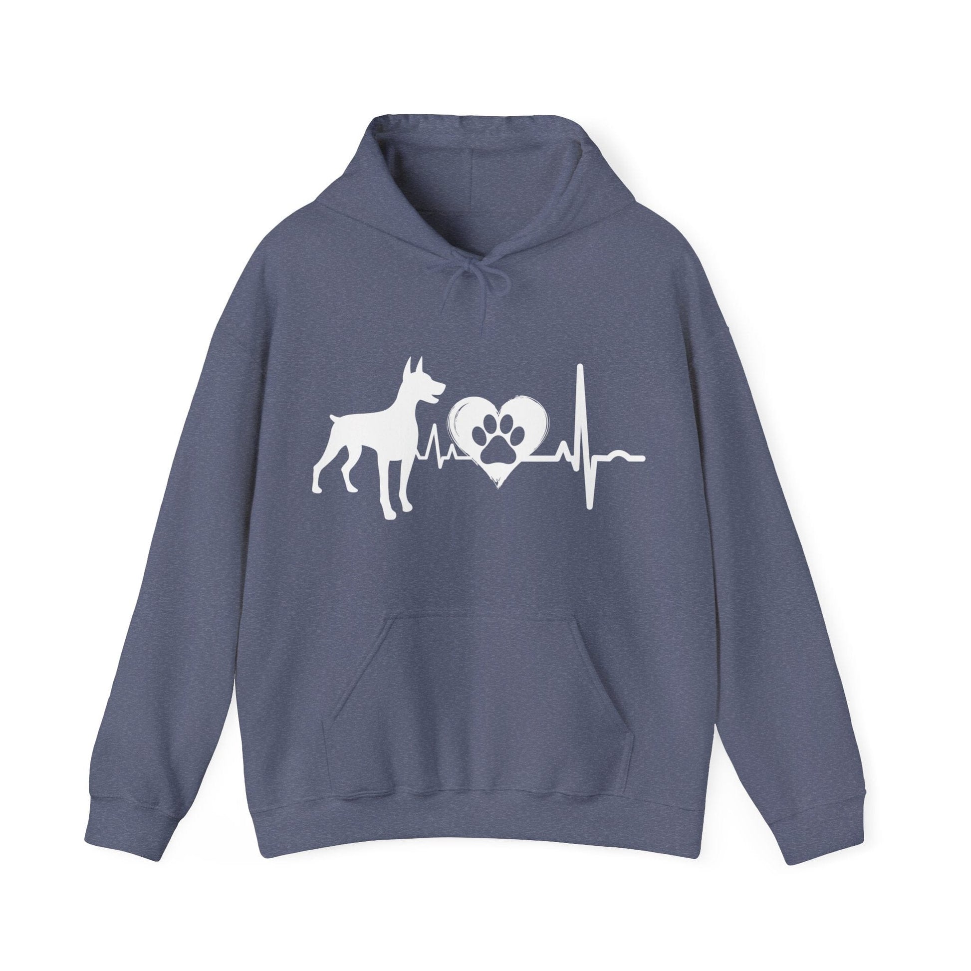 Dobie Love Outline Graphic Hoodie Hoodie Heather Navy / S