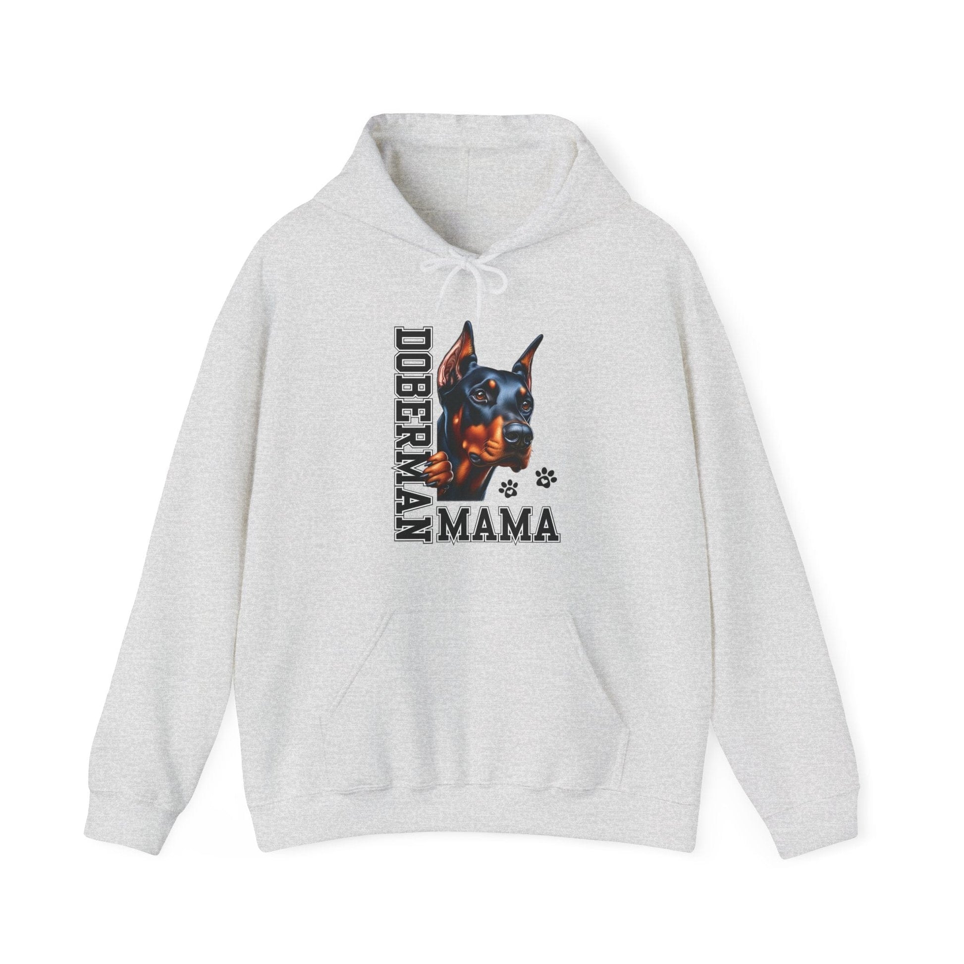 Doberman Mama Hooded Sweatshirt Hoodie Ash / S