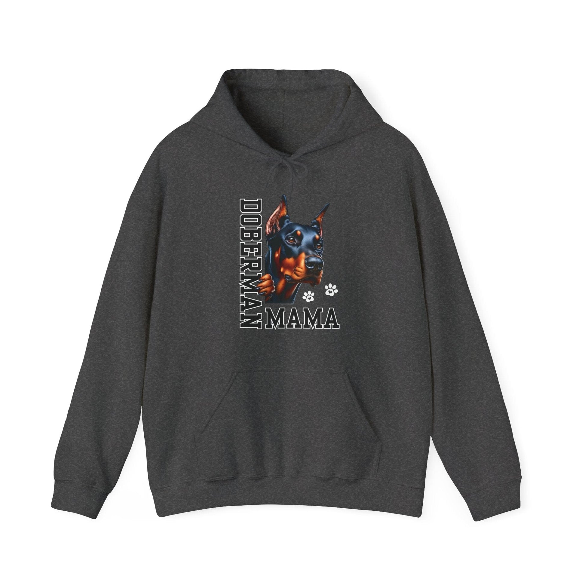 Doberman Mama Hooded Sweatshirt Hoodie Dark Heather / S