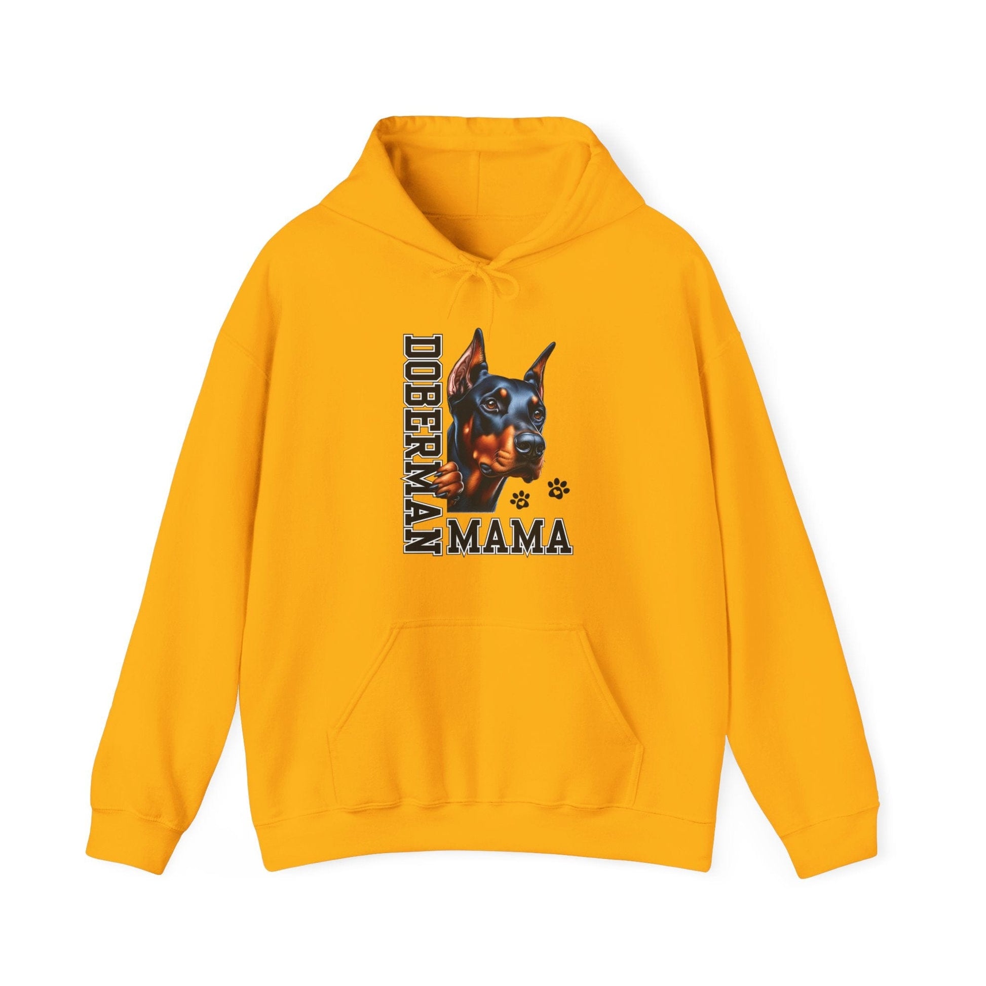 Doberman Mama Hooded Sweatshirt Hoodie Gold / S