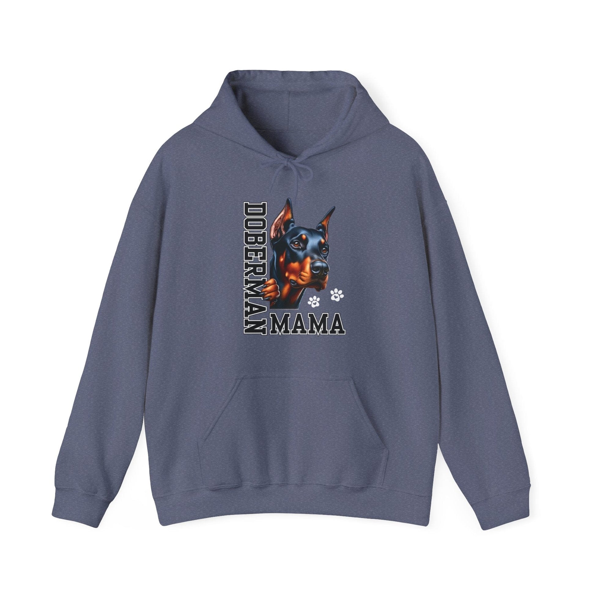 Doberman Mama Hooded Sweatshirt Hoodie Heather Navy / S