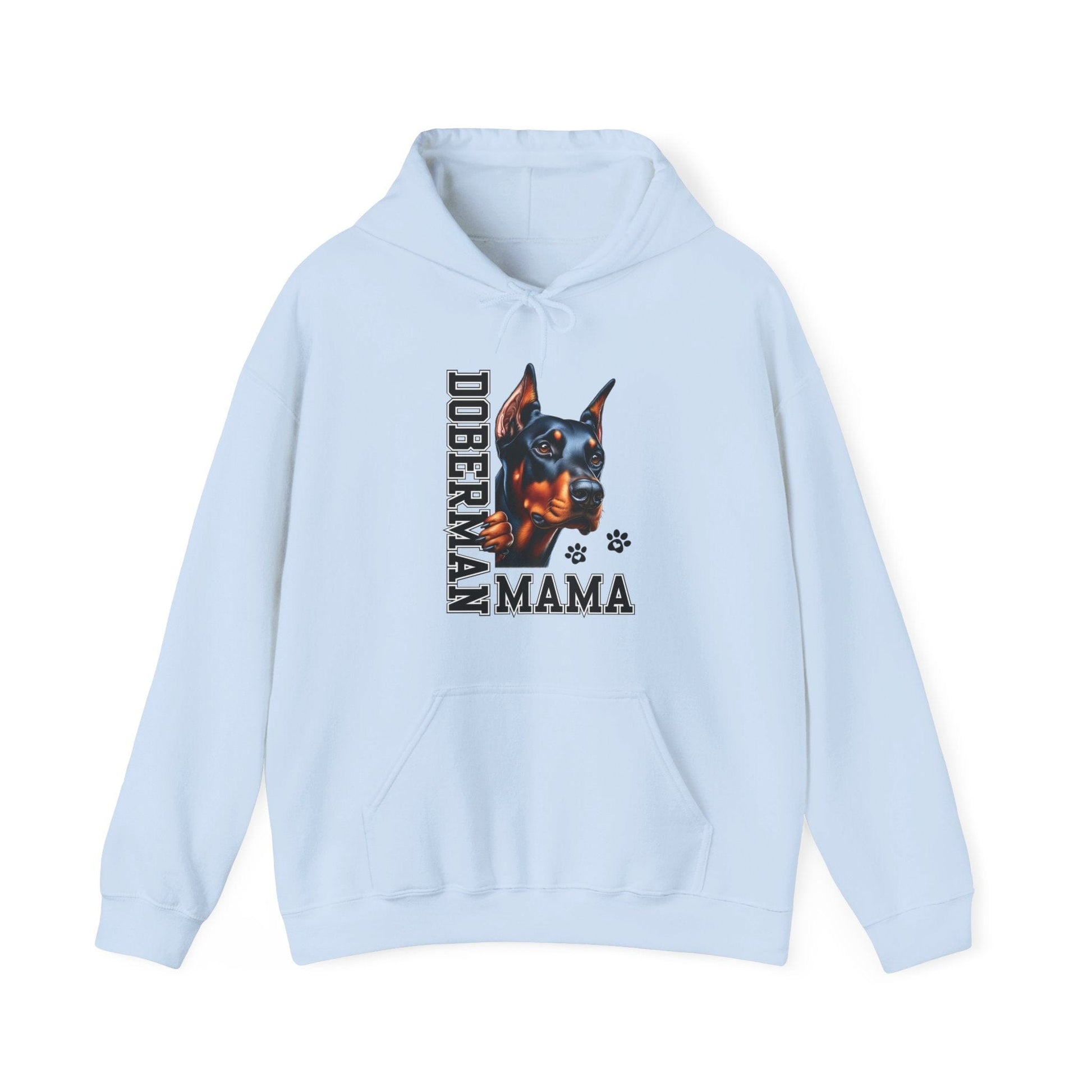 Doberman Mama Hooded Sweatshirt Hoodie Light Blue / S