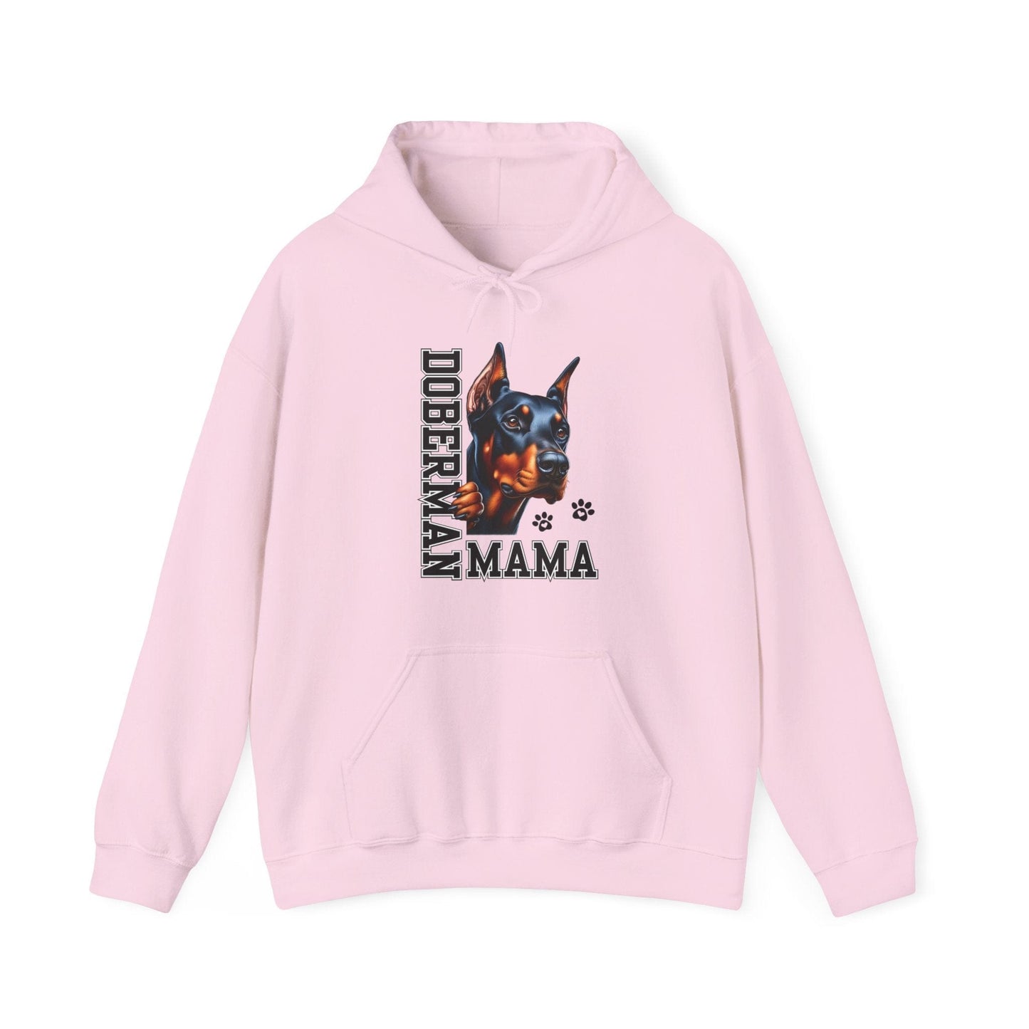 Doberman Mama Hooded Sweatshirt Hoodie Light Pink / S