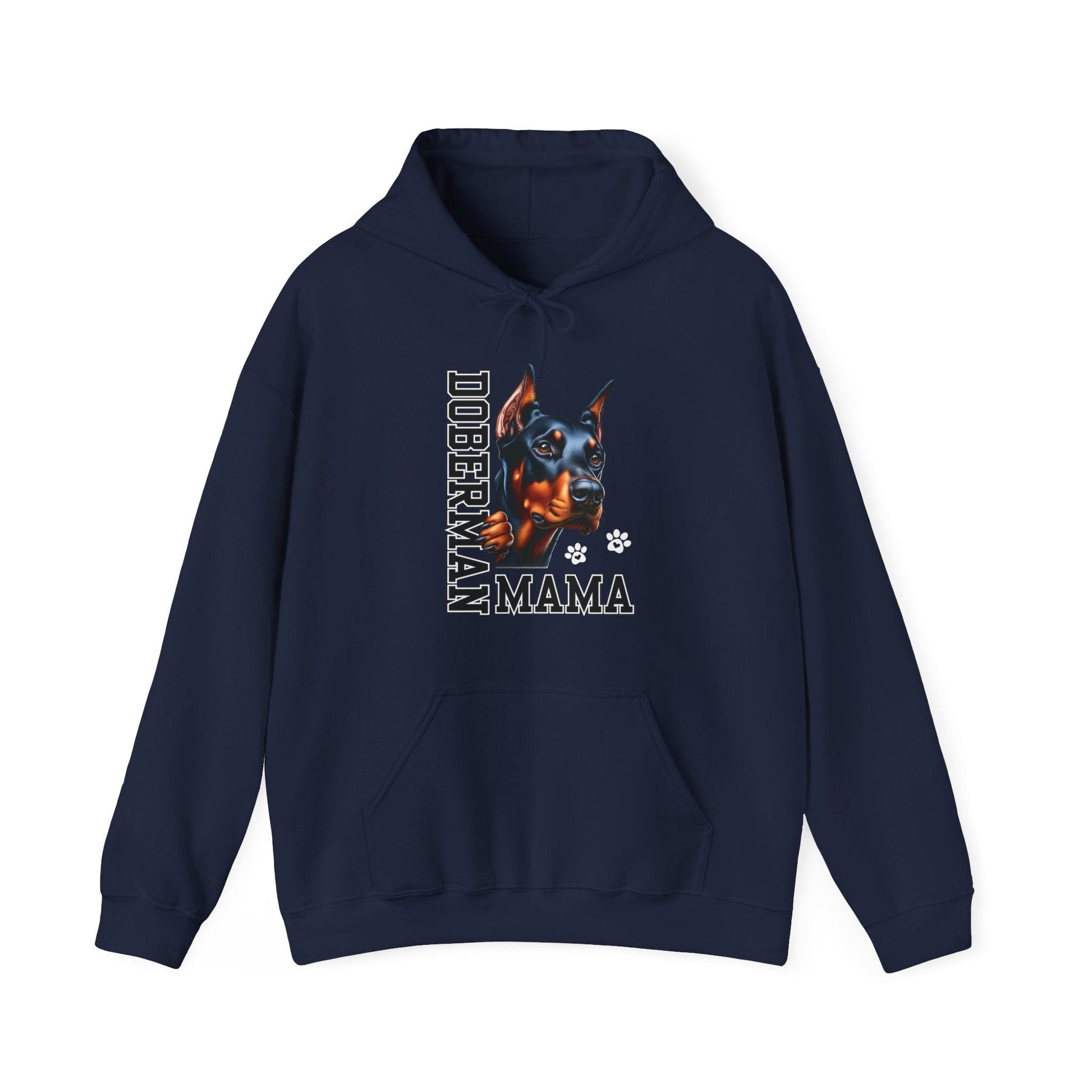 Doberman Mama Hooded Sweatshirt Hoodie Navy / S