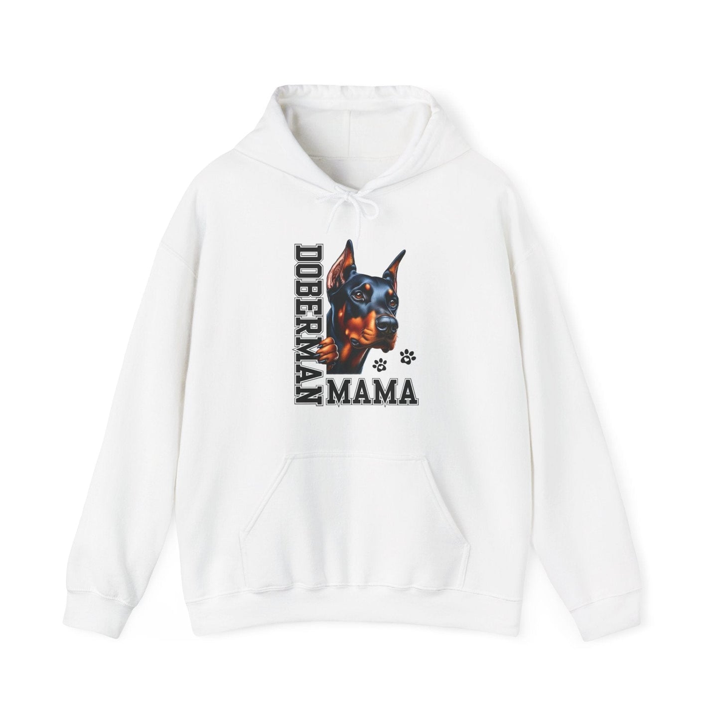 Doberman Mama Hooded Sweatshirt Hoodie White / S