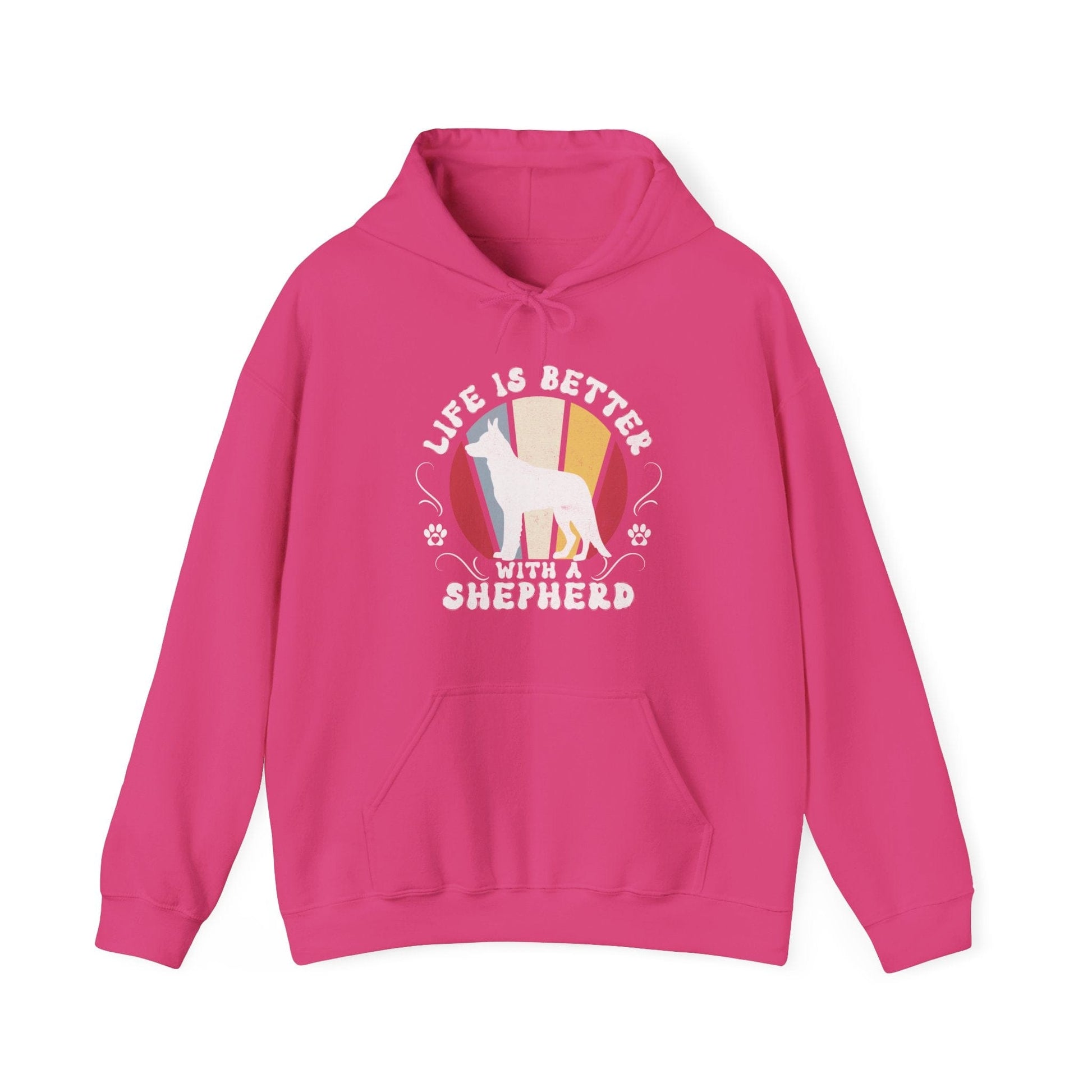 Life is Better With a Shepherd Hooded Sweatshirt Hoodie Heliconia / S