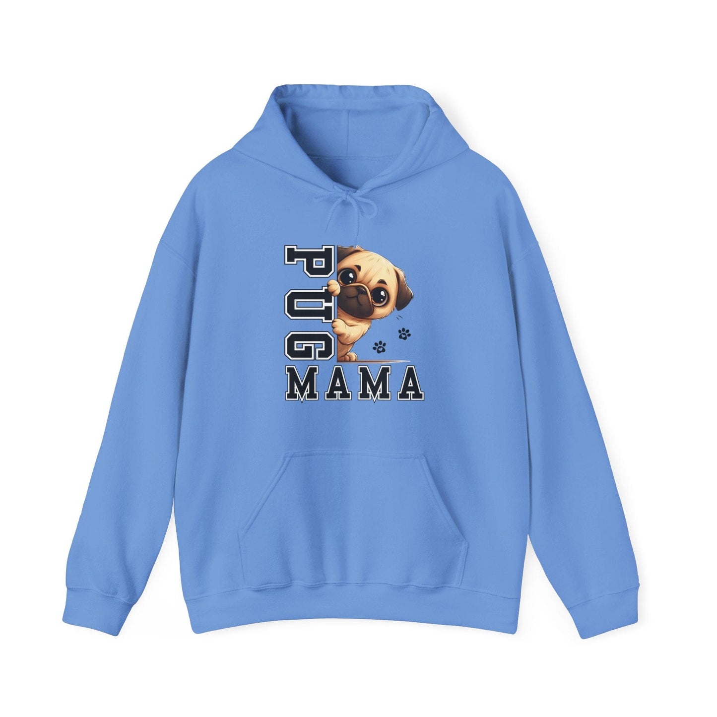 Pug Mama Hooded Sweatshirt Hoodie Carolina Blue / S