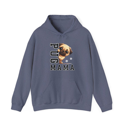 Pug Mama Hooded Sweatshirt Hoodie Heather Navy / S