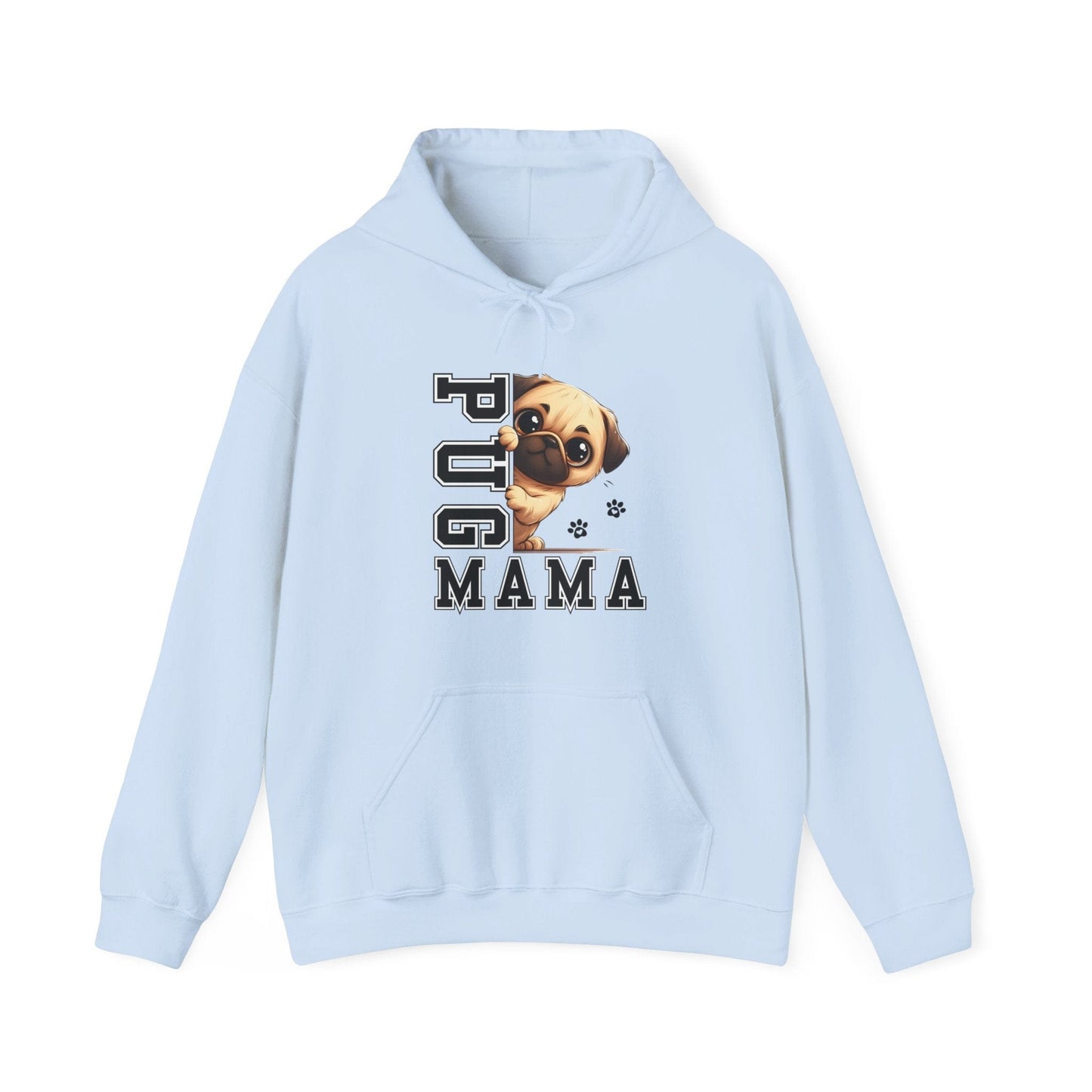 Pug Mama Hooded Sweatshirt Hoodie Light Blue / S