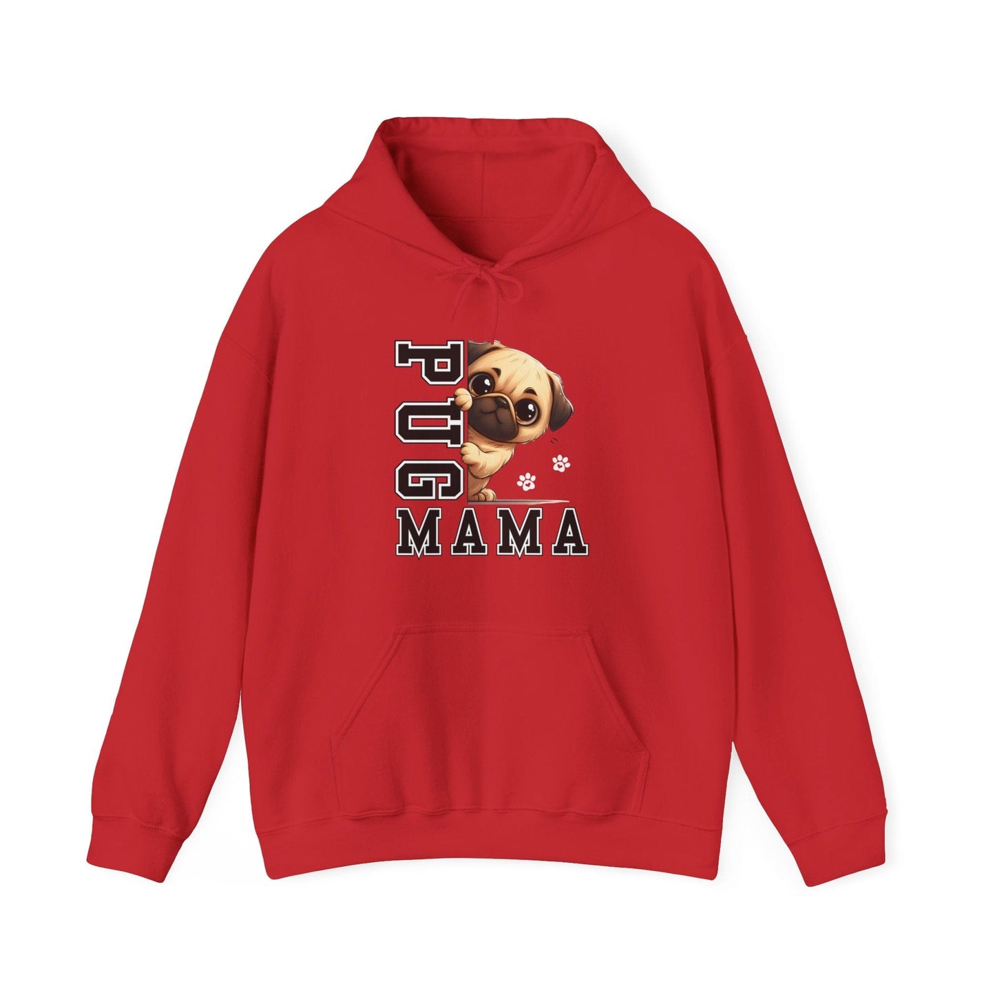 Pug Mama Hooded Sweatshirt Hoodie Red / S