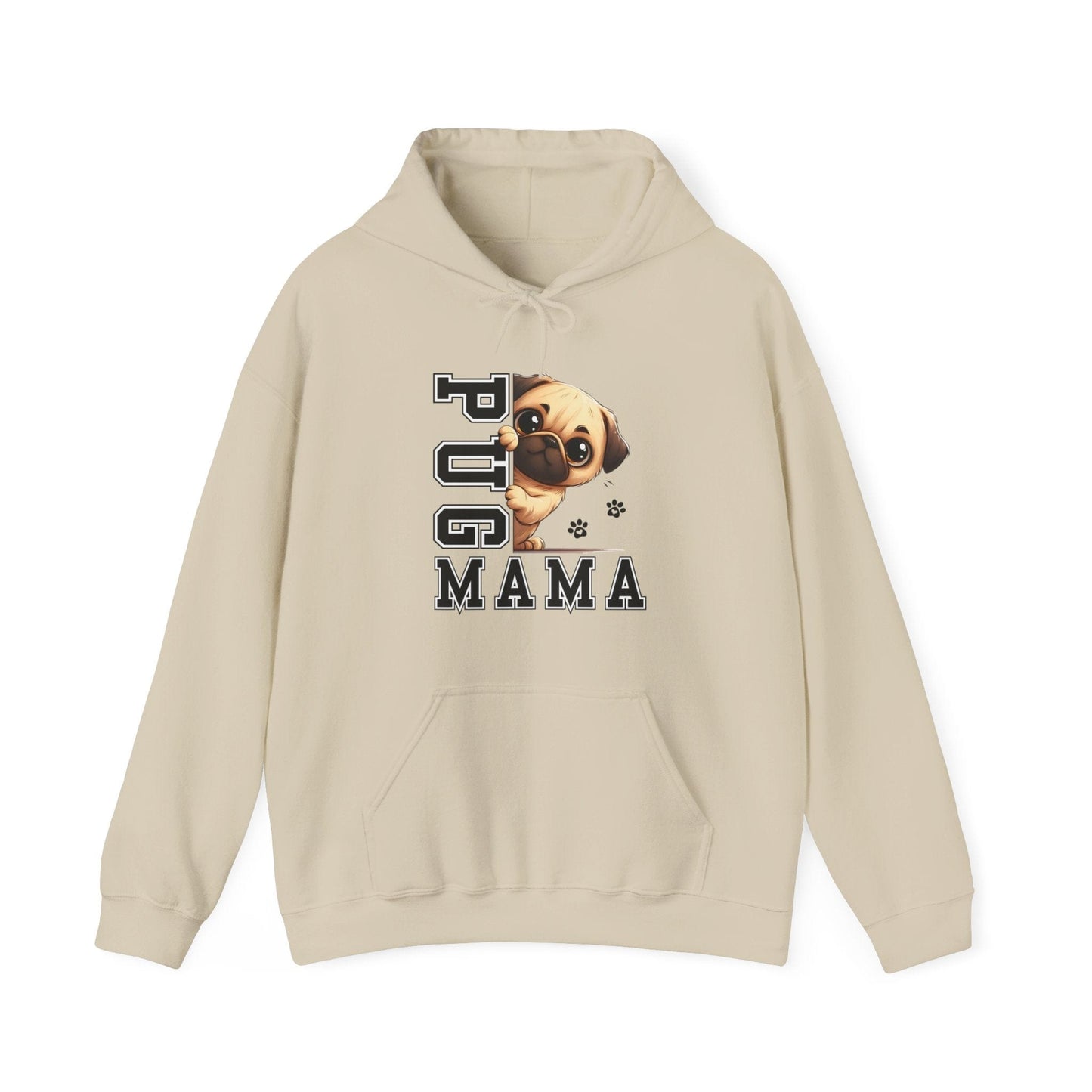 Pug Mama Hooded Sweatshirt Hoodie Sand / S