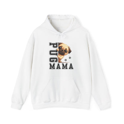 Pug Mama Hooded Sweatshirt Hoodie White / S