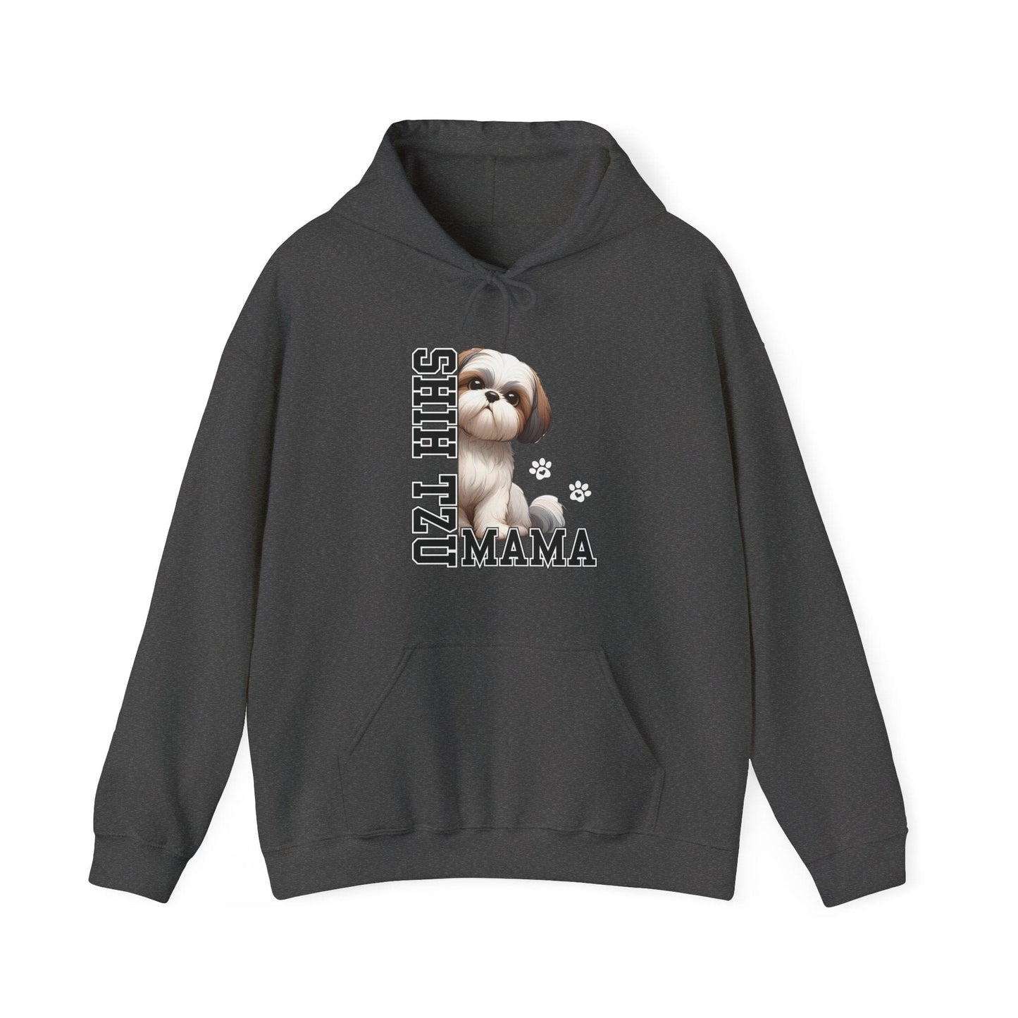 Shih Tzu Mama Hooded Sweatshirt Hoodie Dark Heather / S