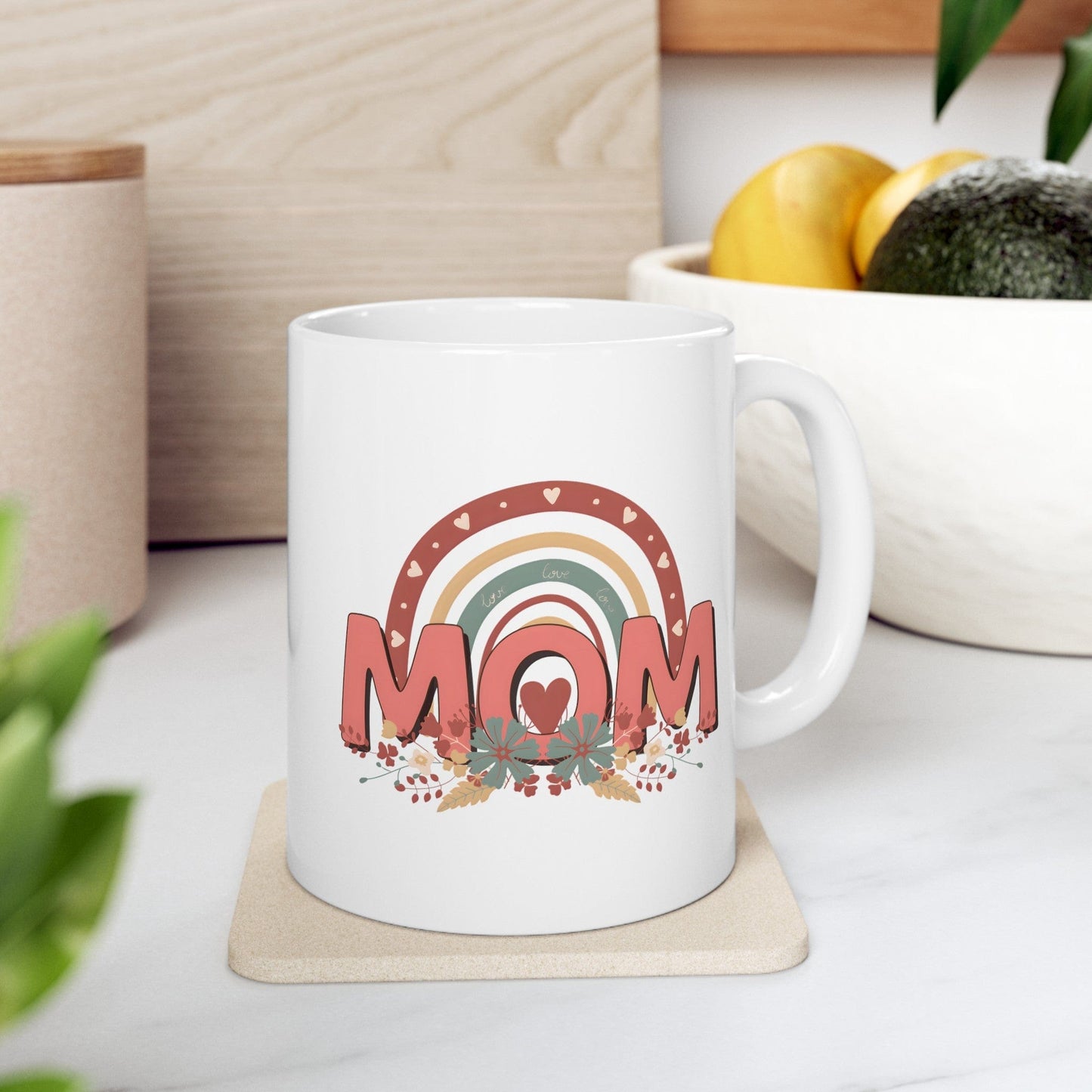 Boho Floral Mom Ceramic Mug, 11oz Mug 11oz