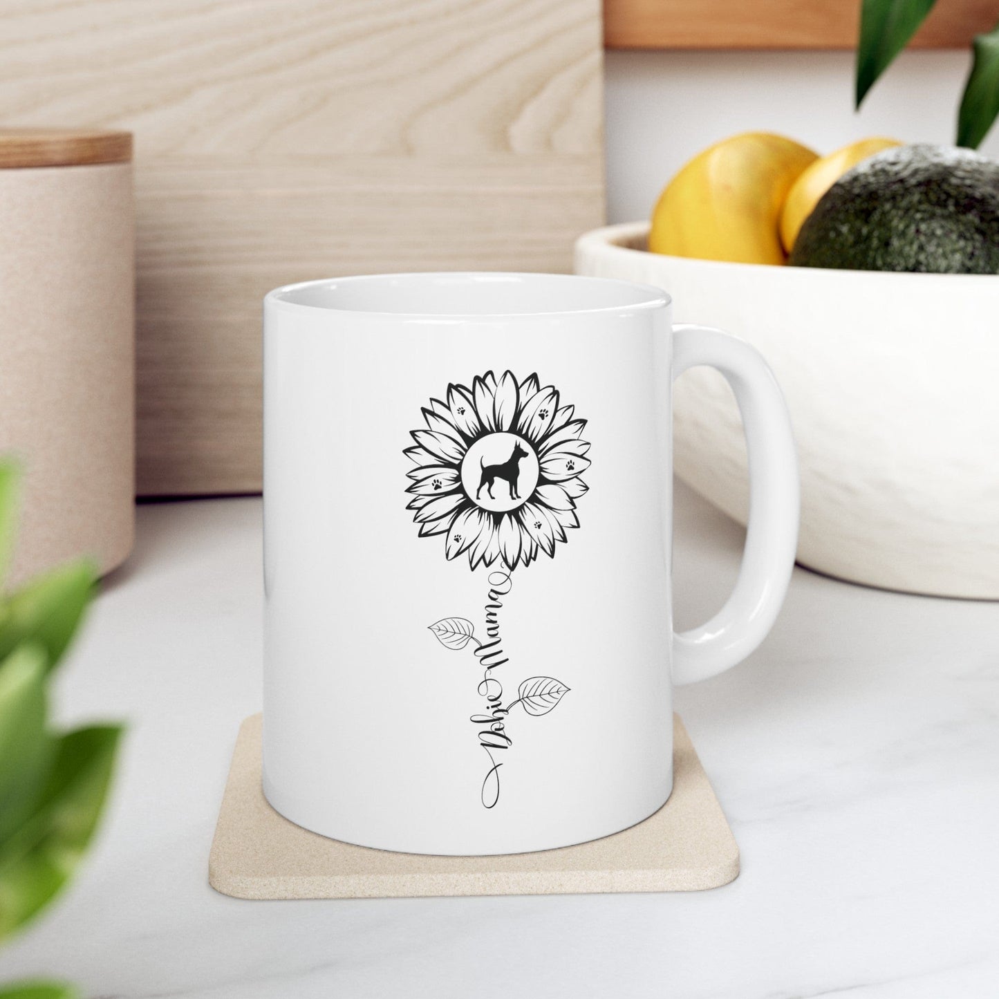 Dobie Mama Sunflower Mug Mug 11oz