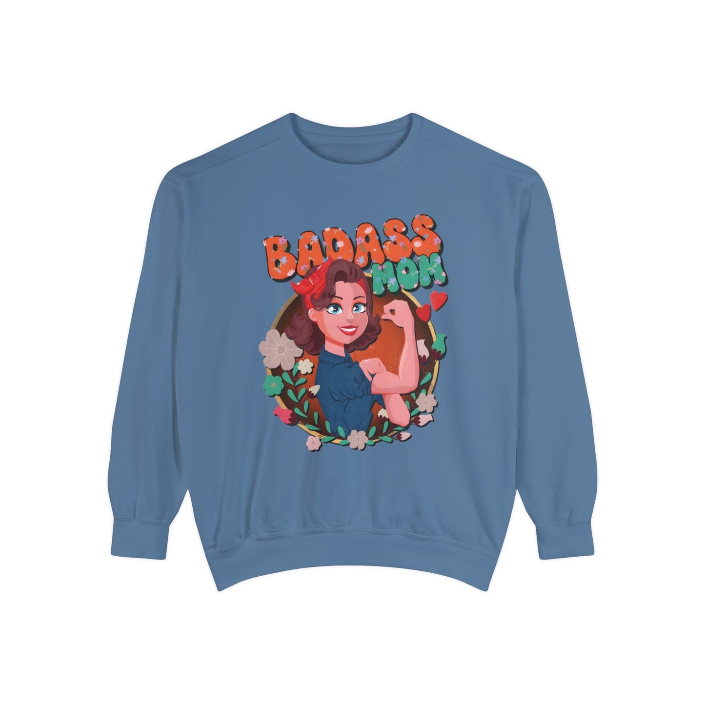 Badass Mom Vintage Vibes Sweatshirt Sweatshirt Blue Jean / S