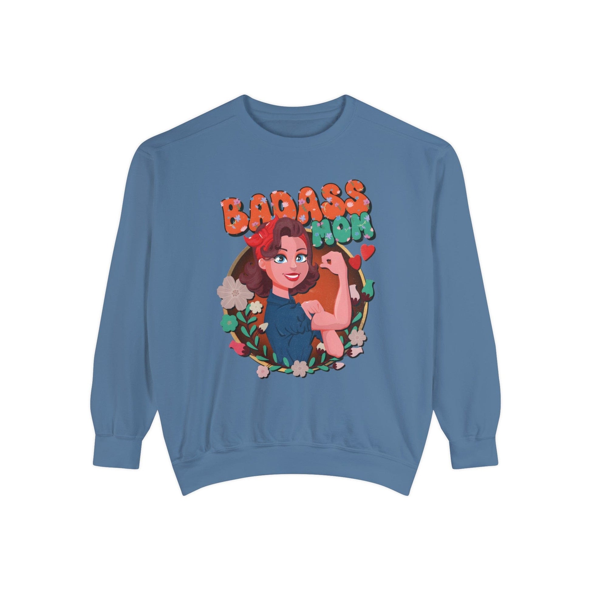 Badass Mom Vintage Vibes Sweatshirt Sweatshirt Blue Jean / S